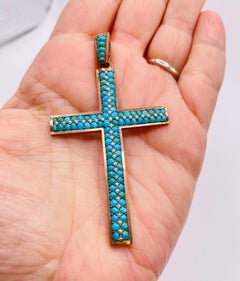 Antique Turquoise Yellow Gold Pendant