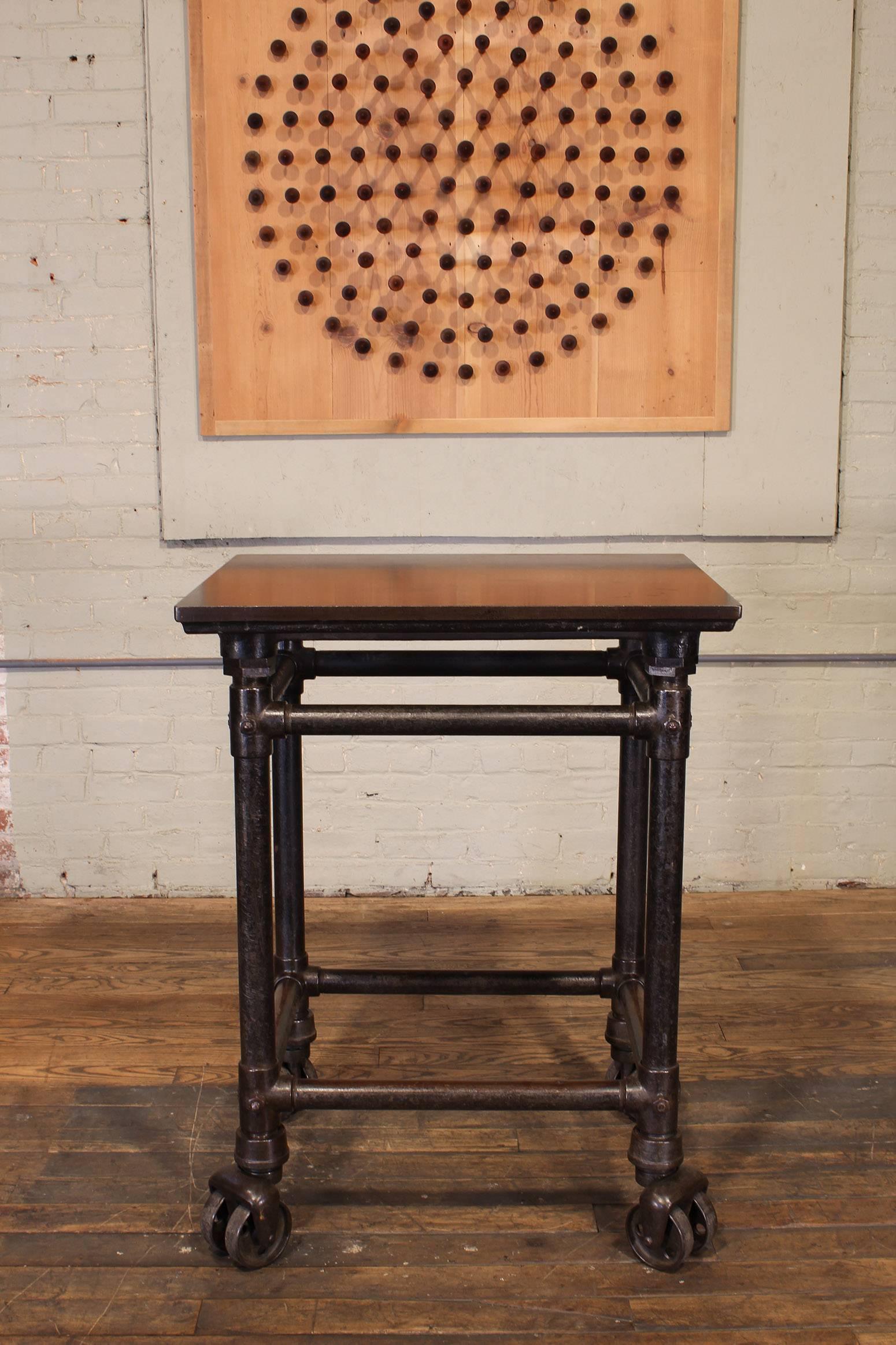 American Antique Turtle Print Table, Rolling Bar Cart