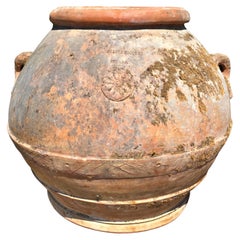 ANTIQUE TUSCAN JAR H. 112 cm OIL GIUSEPPE RICCERI STRADA IN CHIANTI IMPRUNETA