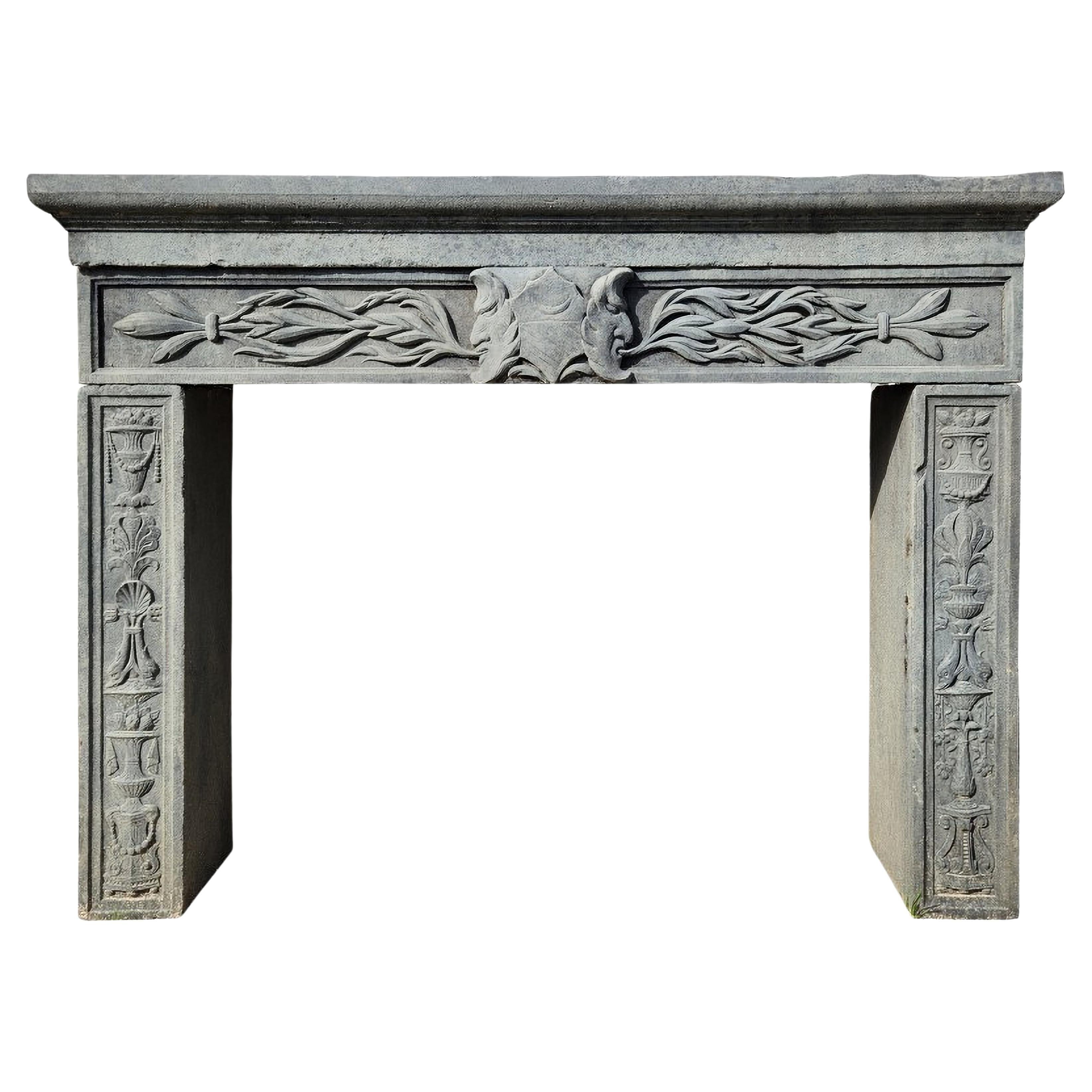 ANTIQUE TUSCAN PIETRA SERENA FIREPLACE 20th Century For Sale