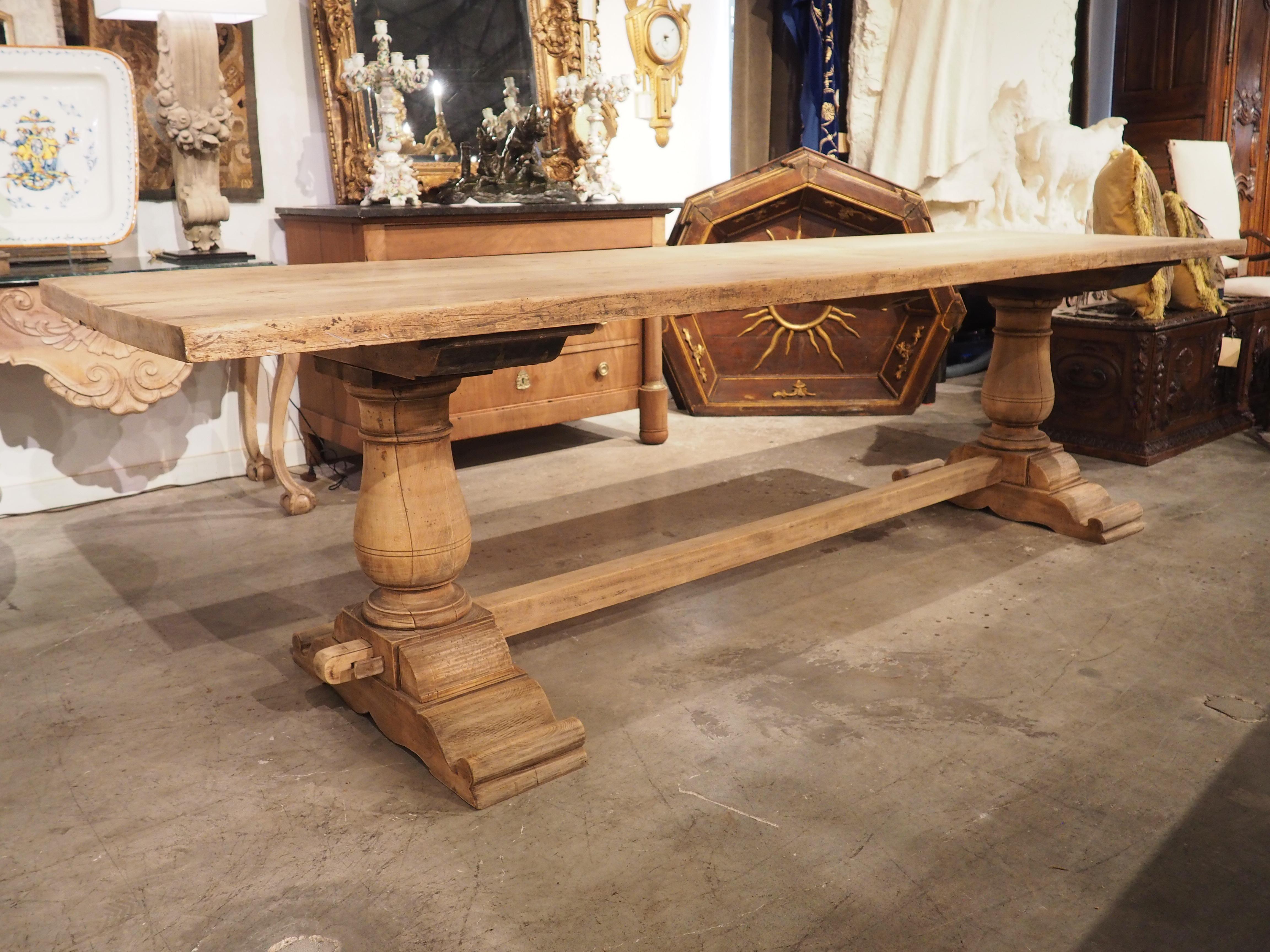 Bleached Antique Tuscan Walnut and Oak Dining Table, Circa 1900