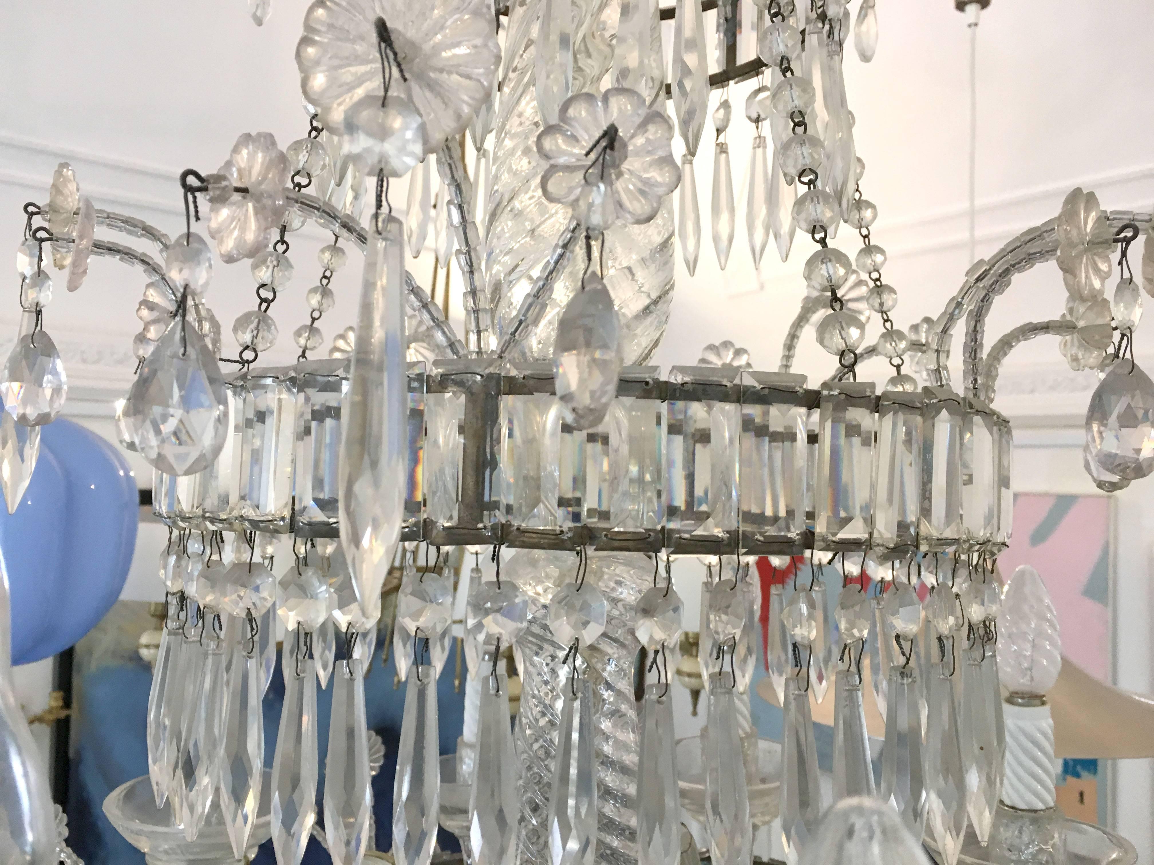 Antique Twelve-Light Crystal Cristal Neapolitan Chandelier, 19th Century For Sale 2