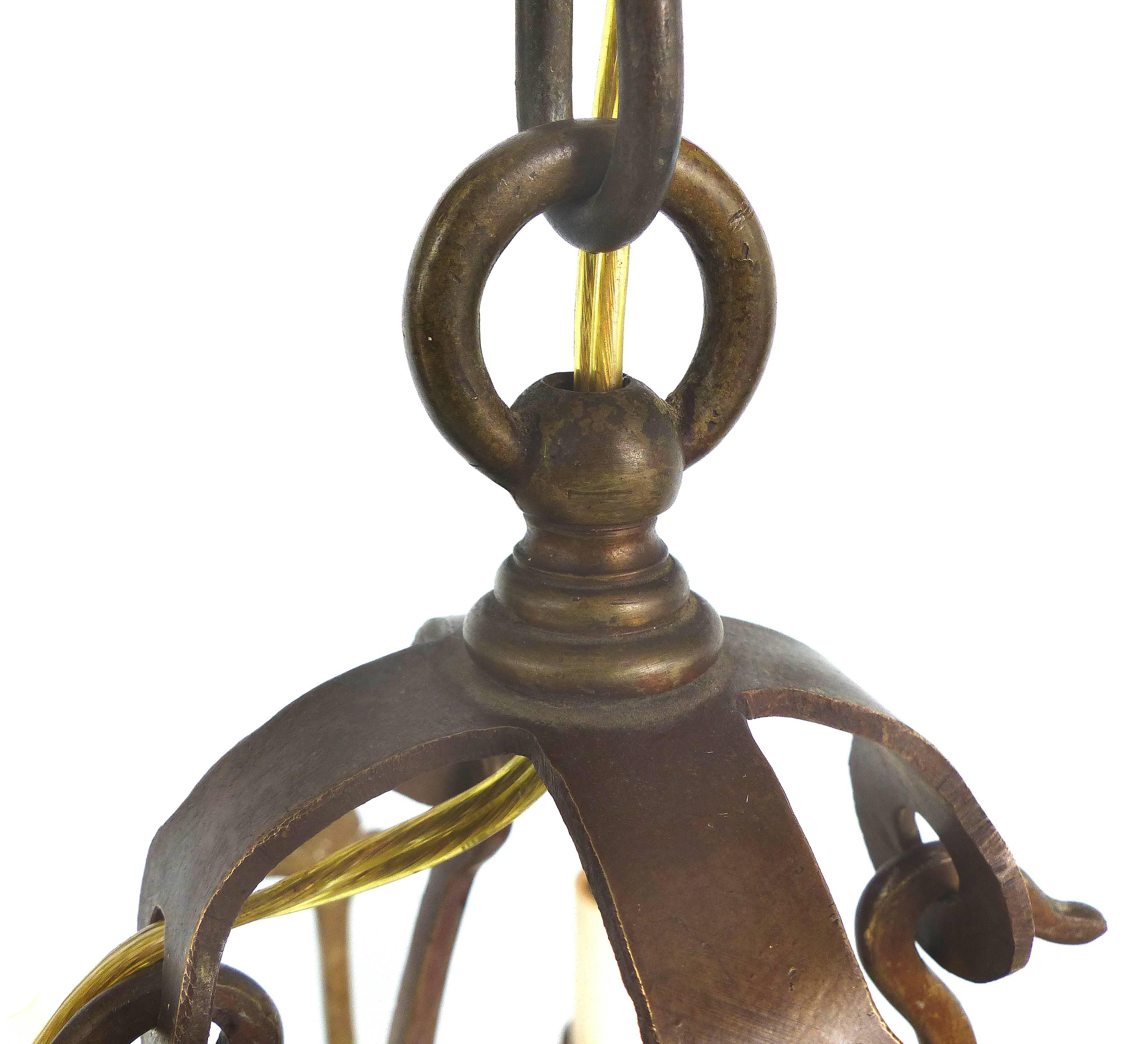 Antique Twelve-Light Forged Iron and Brass Chandelier 4