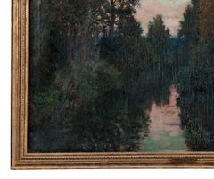 Antique 'Twilight on the River' Oil on Canvas by Artist Robert Ward Van Boskerck