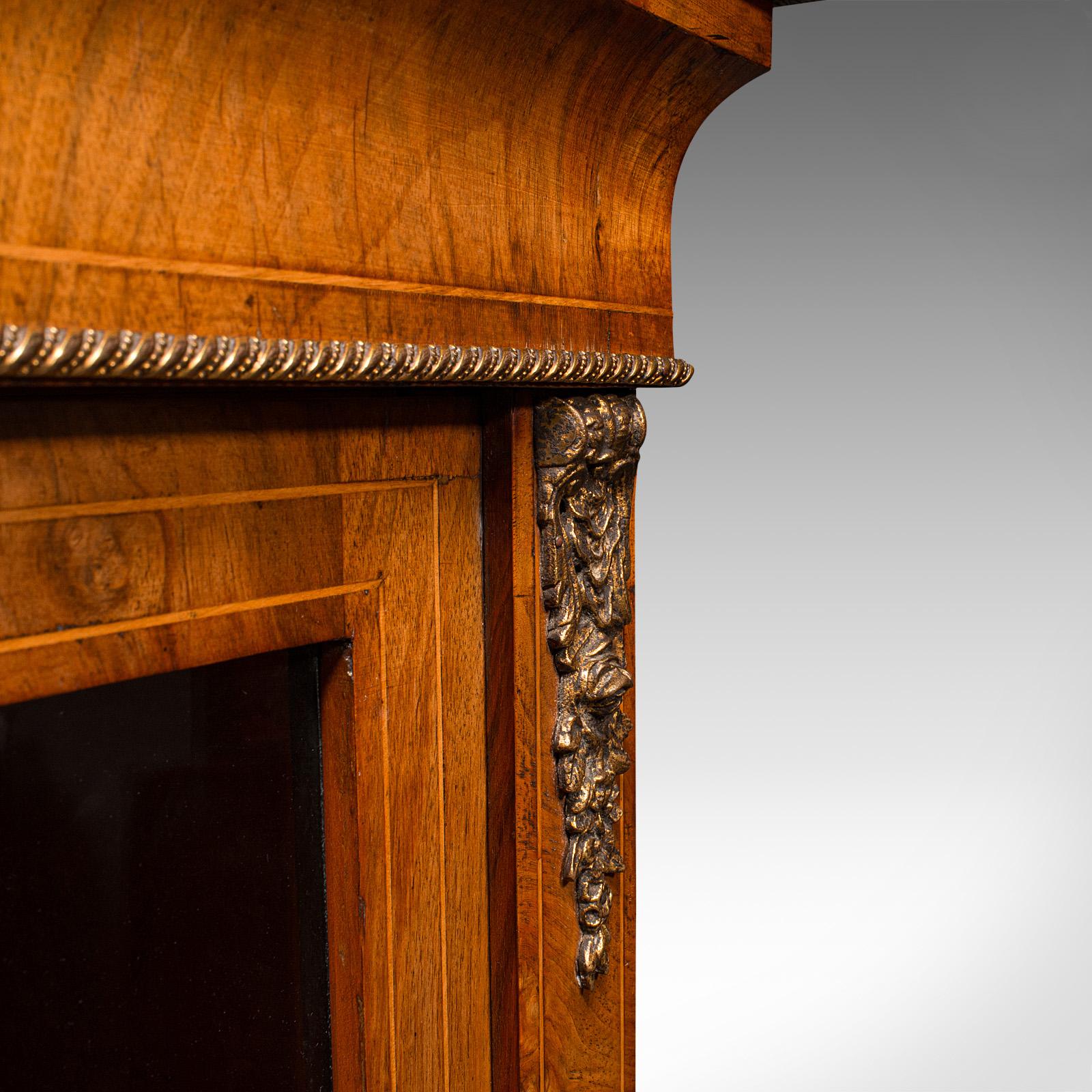 Antique Twin Pier Cabinet, English, Walnut, Glazed Bookcase, Display, Victorian 5