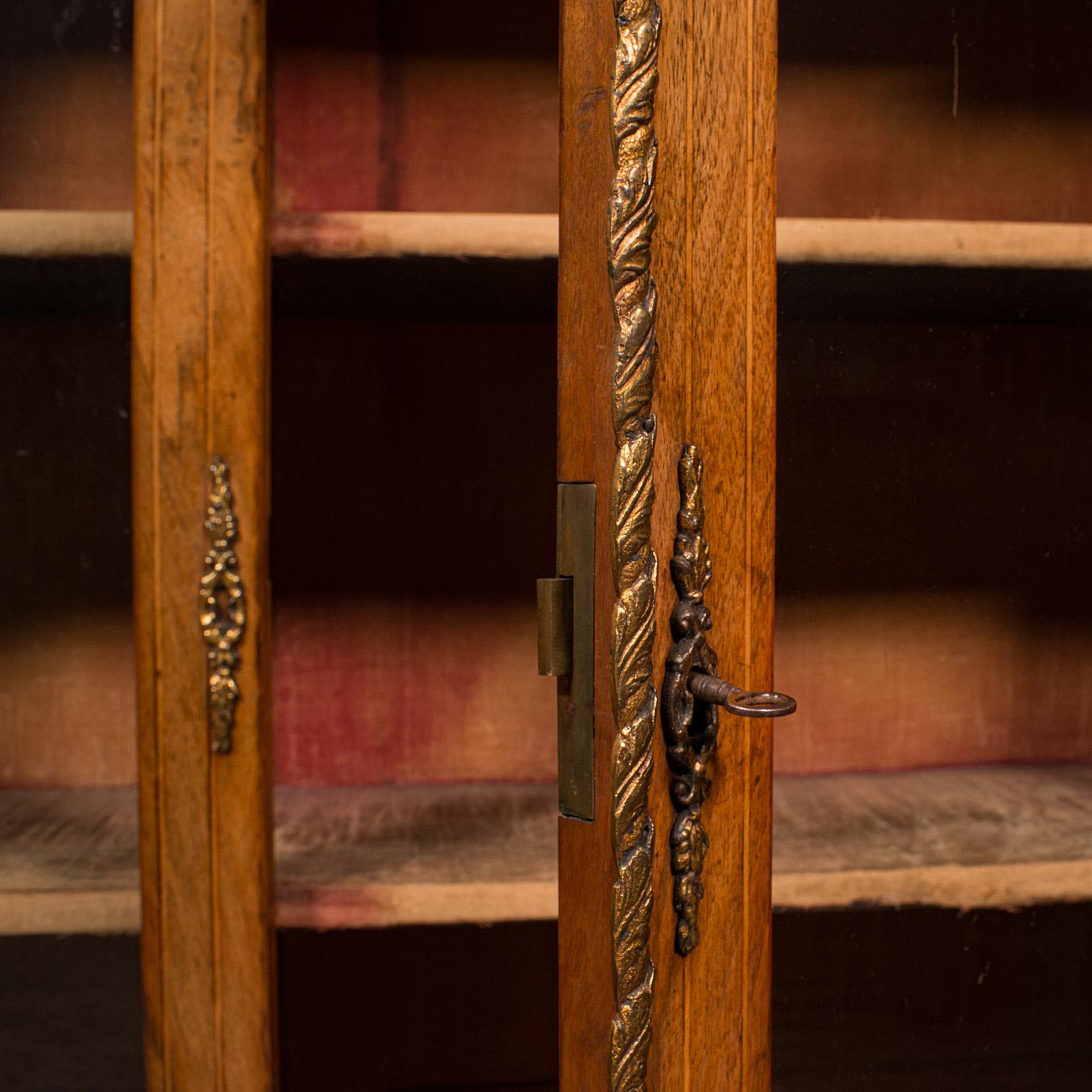Antique Twin Pier Cabinet, English, Walnut, Glazed Bookcase, Display, Victorian 7