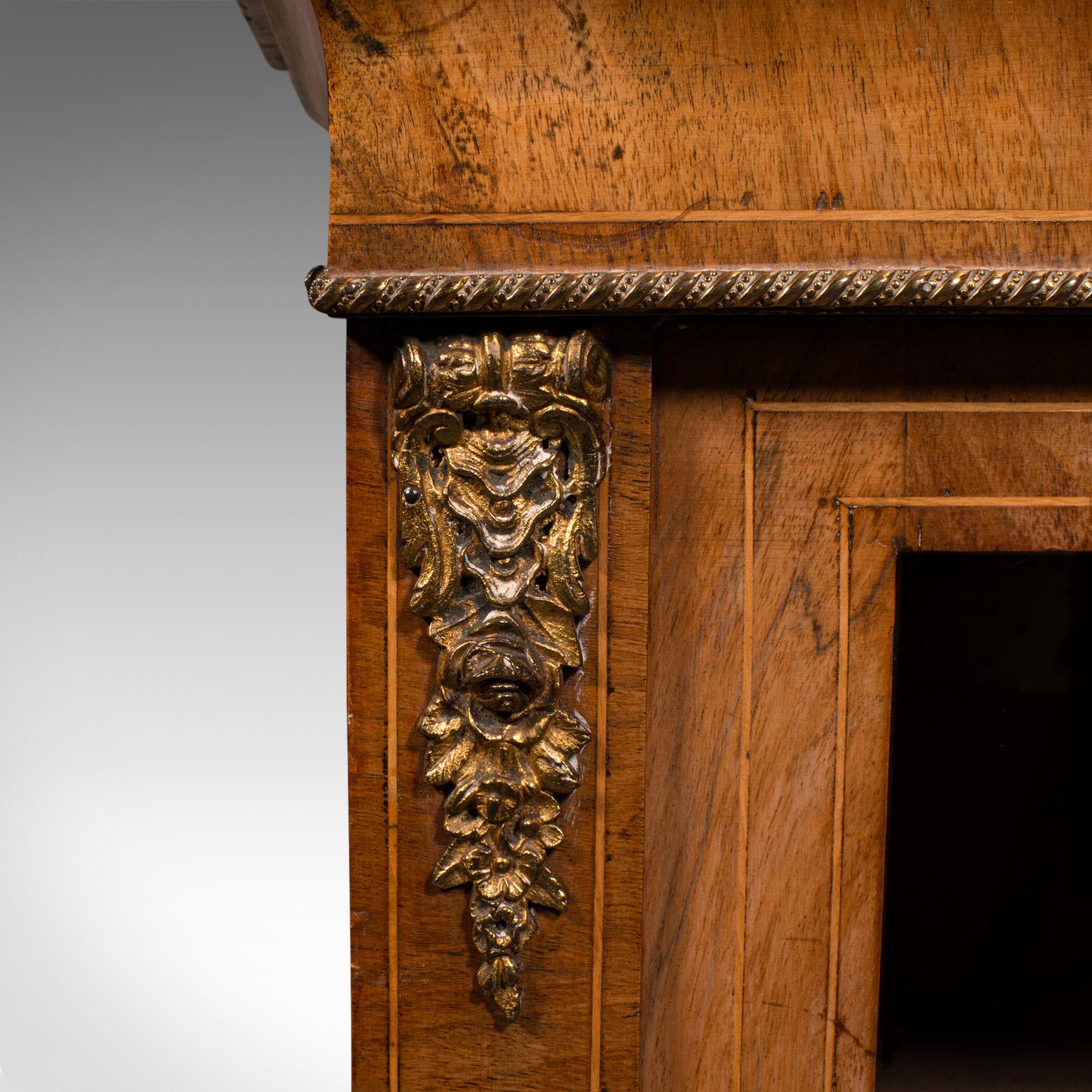 Antique Twin Pier Cabinet, English, Walnut, Glazed Bookcase, Display, Victorian 4