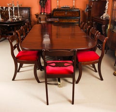 Antique Twin Pillar Regency Dining Table & 10 Regency Chairs 19th Century