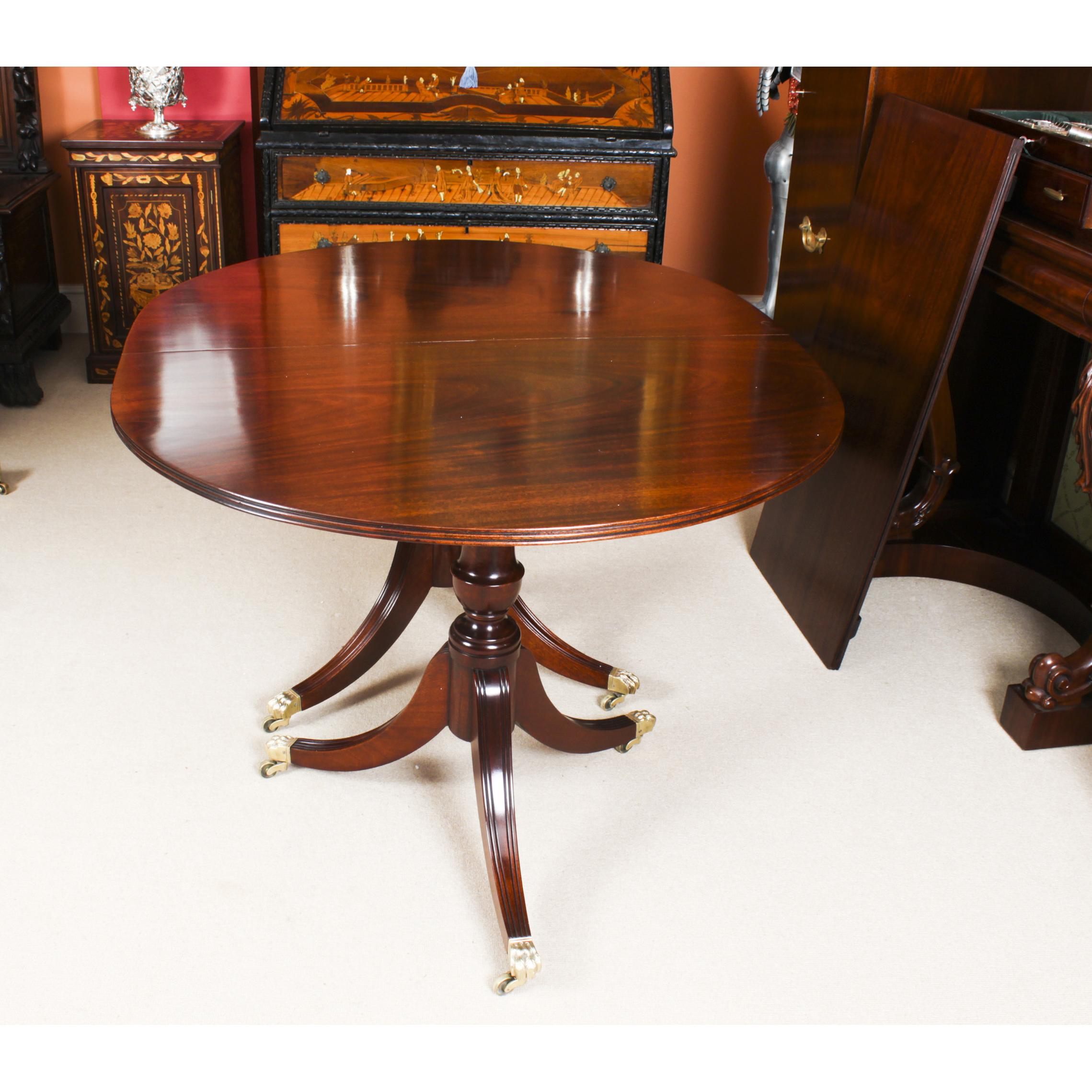 Mahogany Antique Twin Pillar Regency Dining Table 19th C & 6 Chairs by Tilman
