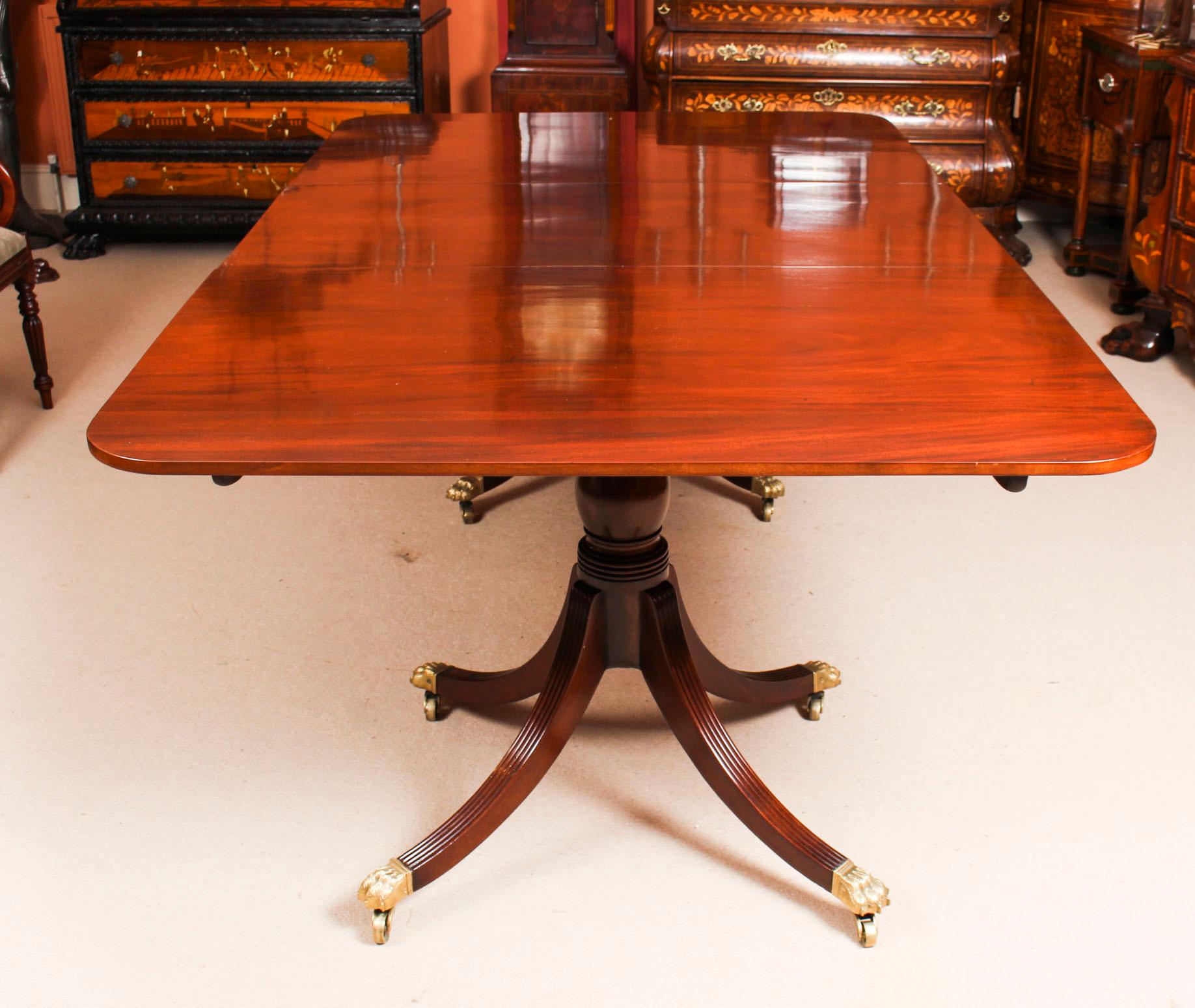 Mahogany Antique Twin Pillar Regency Dining Table 19th Century and 8 Bespoke Chairs