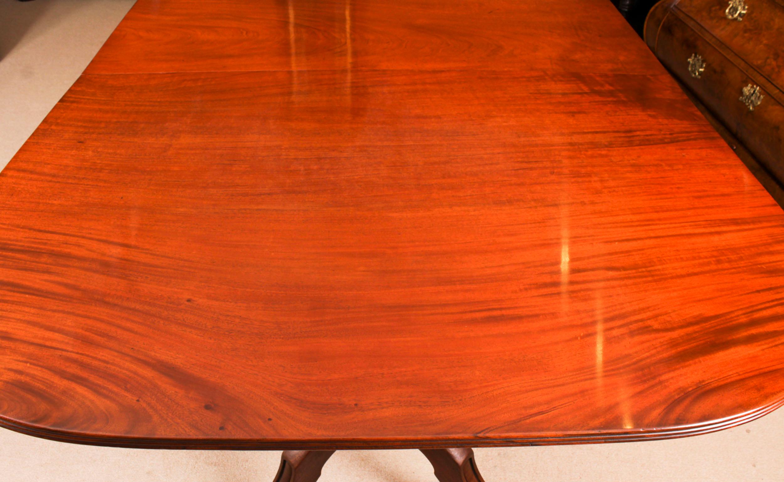 Antique Twin Pillar Regency Dining Table 19th C & 8 chairs 4