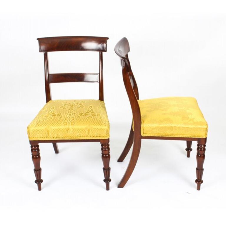 Antique Twin Pillar Regency Dining Table & 8 Regency Chairs 19th Century 12