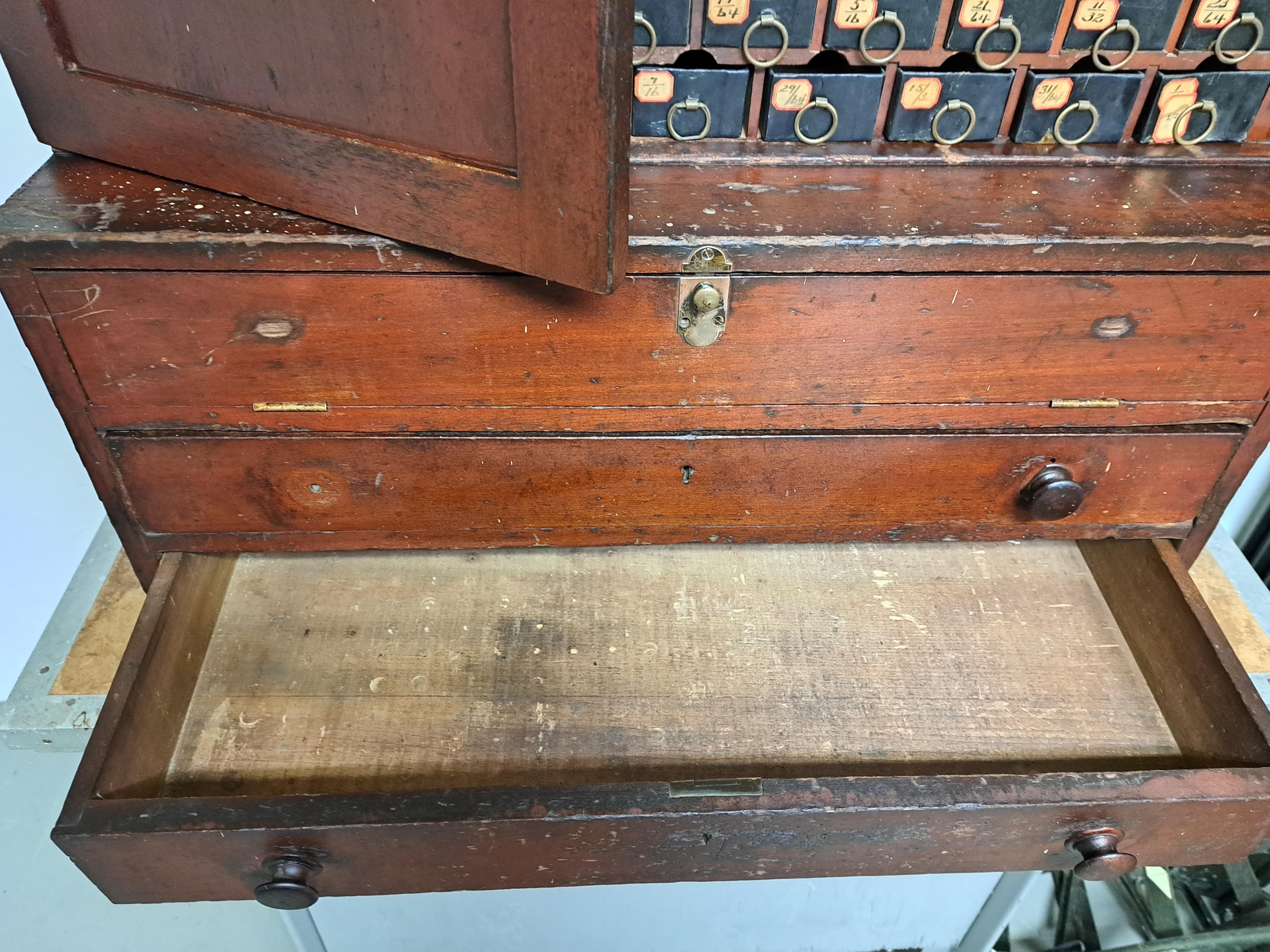 Antique Machinists Twist Drill Multi Drawer Cabinet For Sale 4