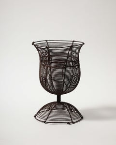 Antique Twisted Wire Pedestal Urn with Decorative Motifs, France, 19th C