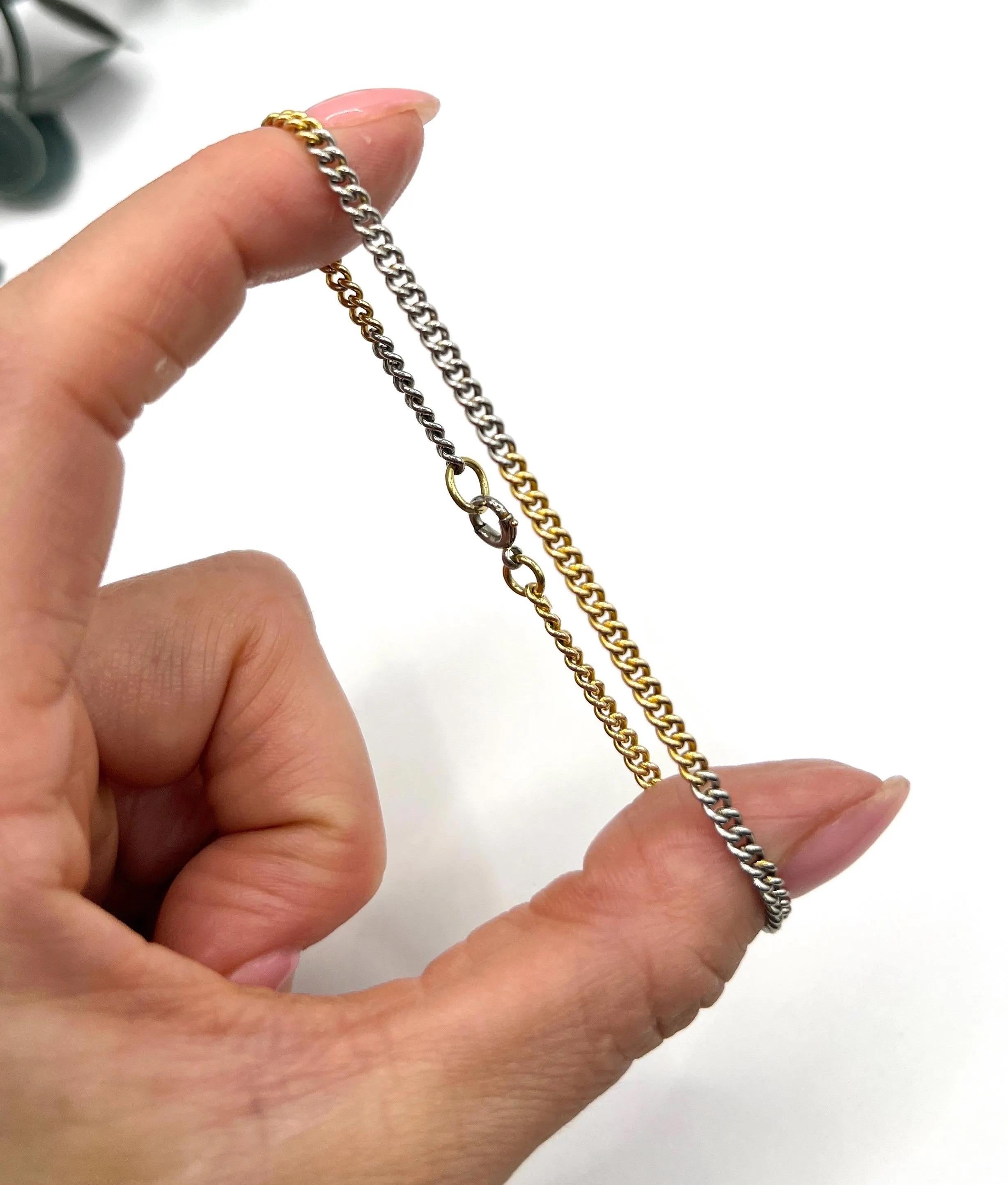 Antiguo bicolor de oro amarillo de 18 ct y platino, pulsera eduardiana de eslabones de freno en venta 4