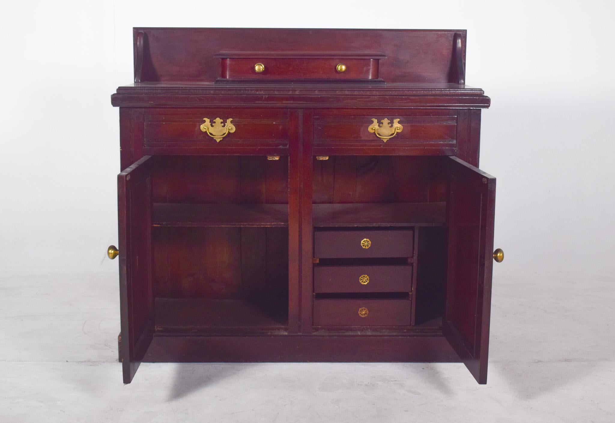 20th Century Antique Two-Door Sideboard with High Back For Sale
