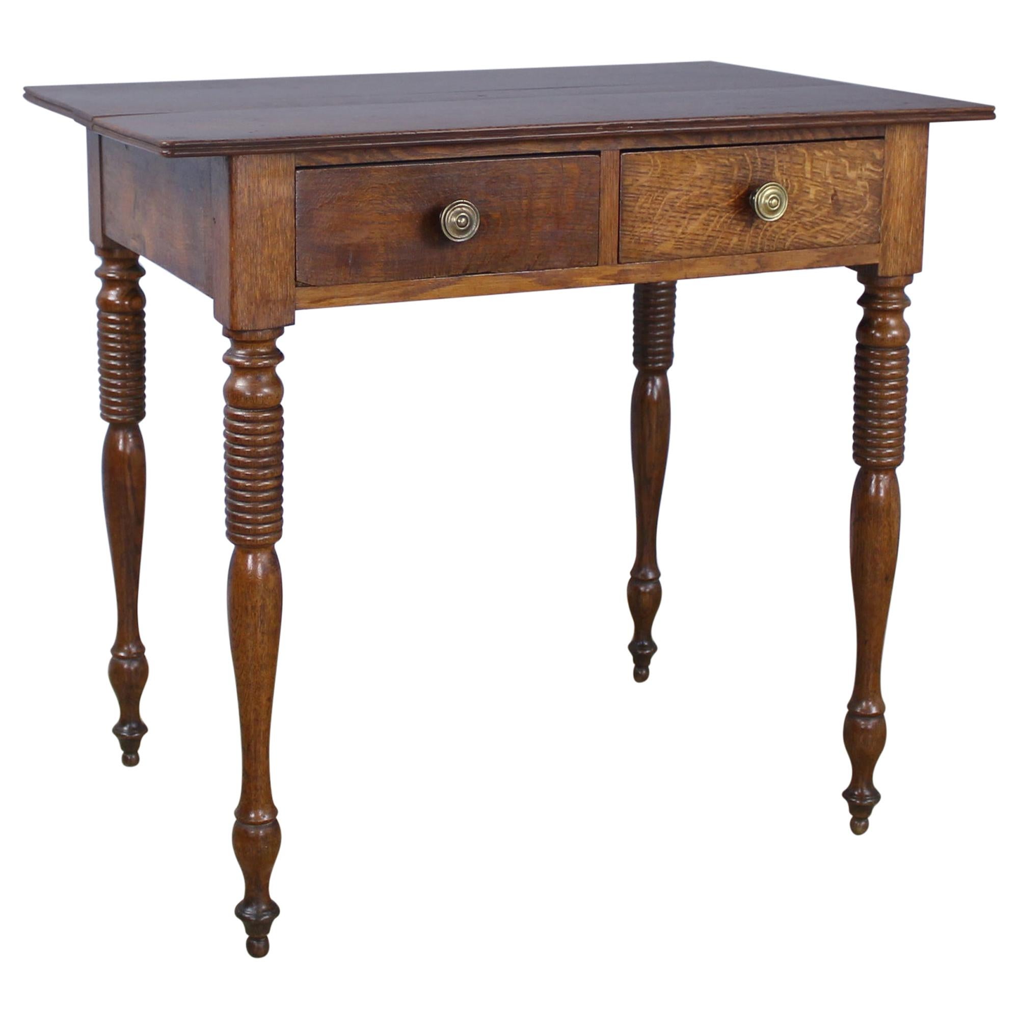 Large Antique Chestnut Side Table with Chamfered Legs at 1stDibs