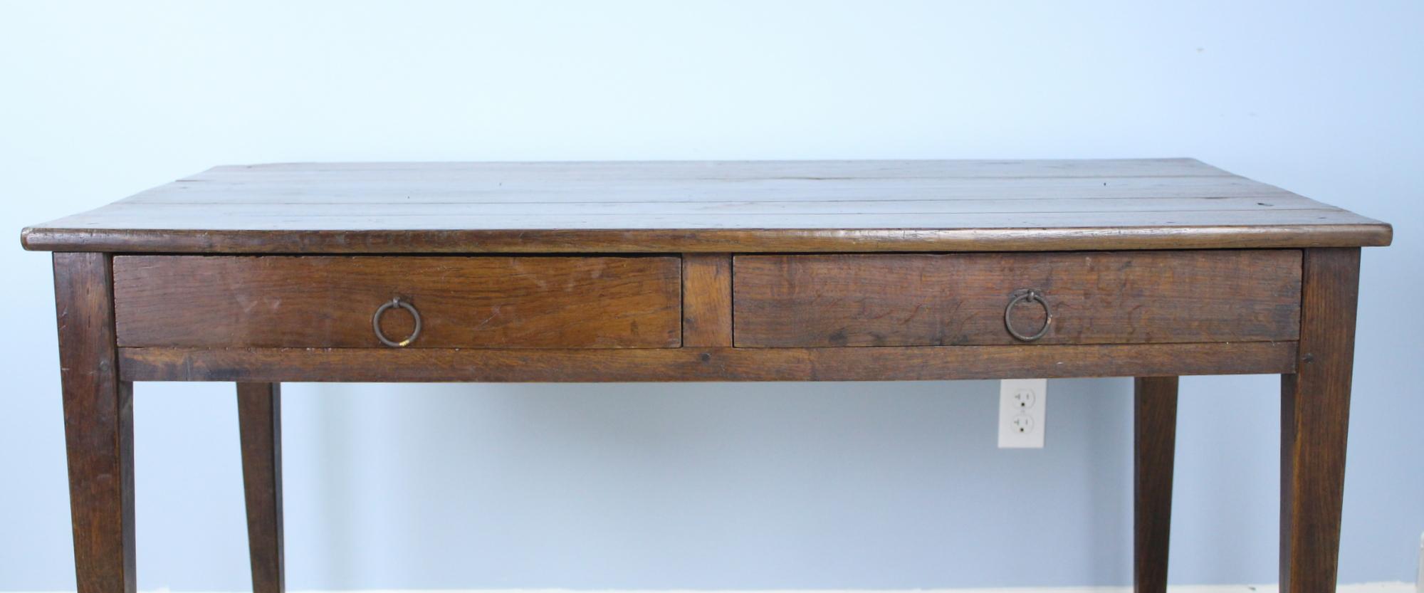 Antique Two-Drawer Oak Writing Table In Good Condition In Port Chester, NY