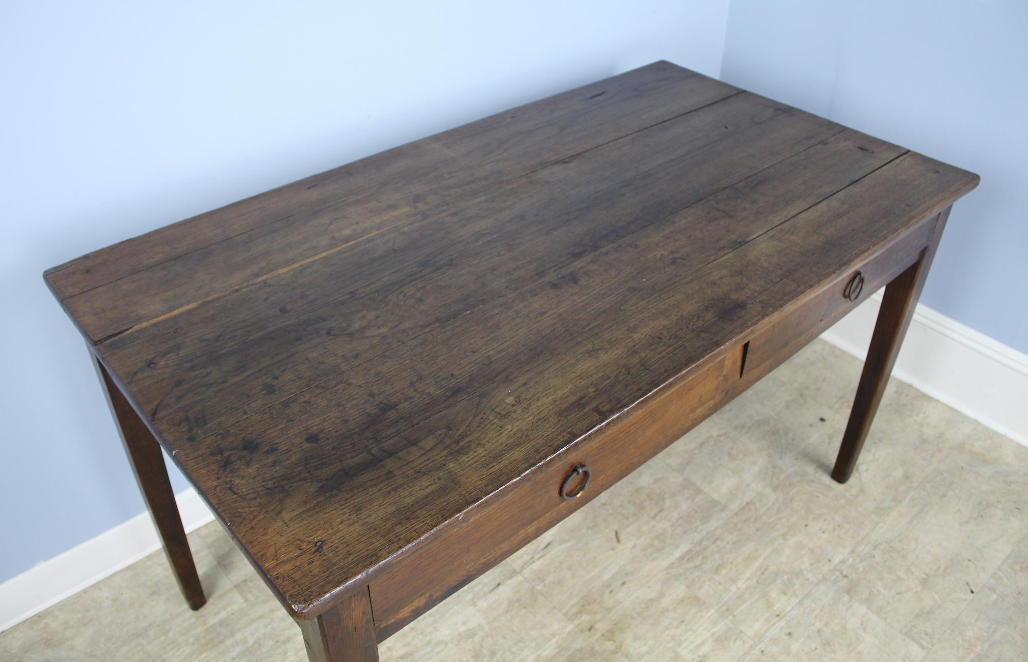 19th Century Antique Two-Drawer Oak Writing Table