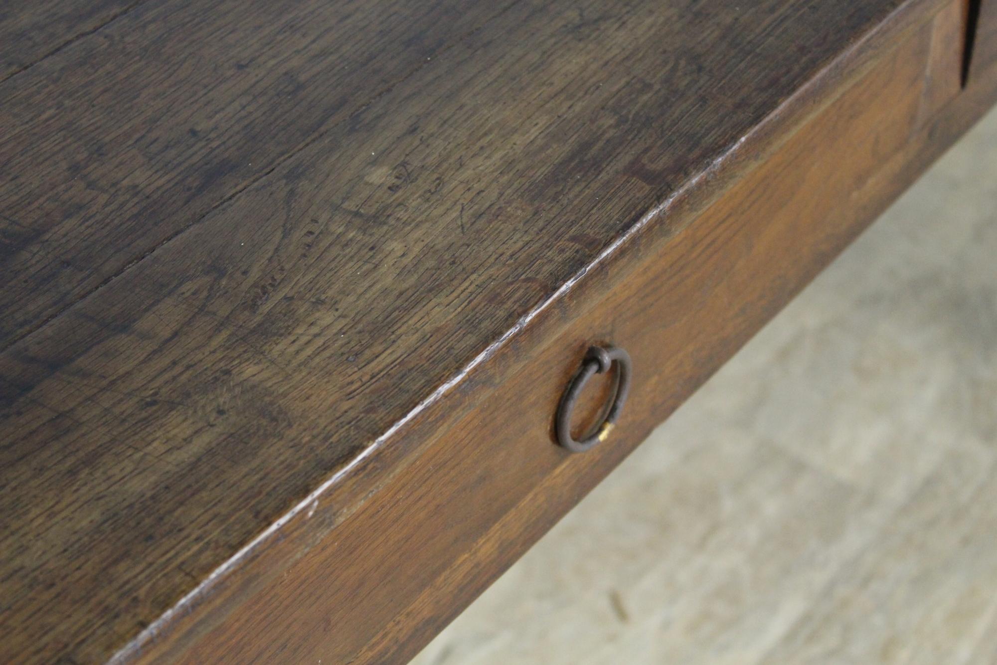 Antique Two-Drawer Oak Writing Table 2