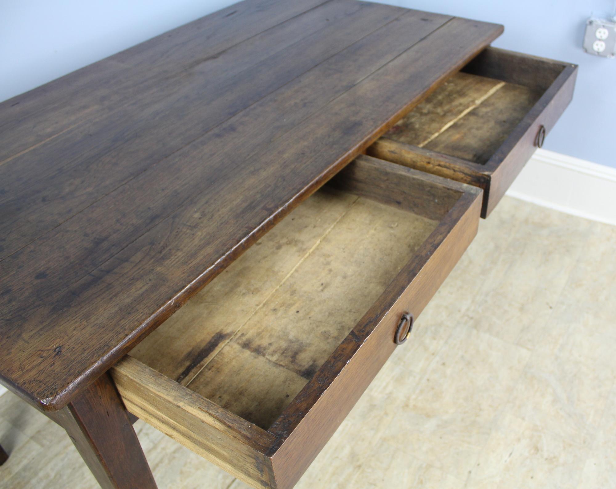 Antique Two-Drawer Oak Writing Table 3