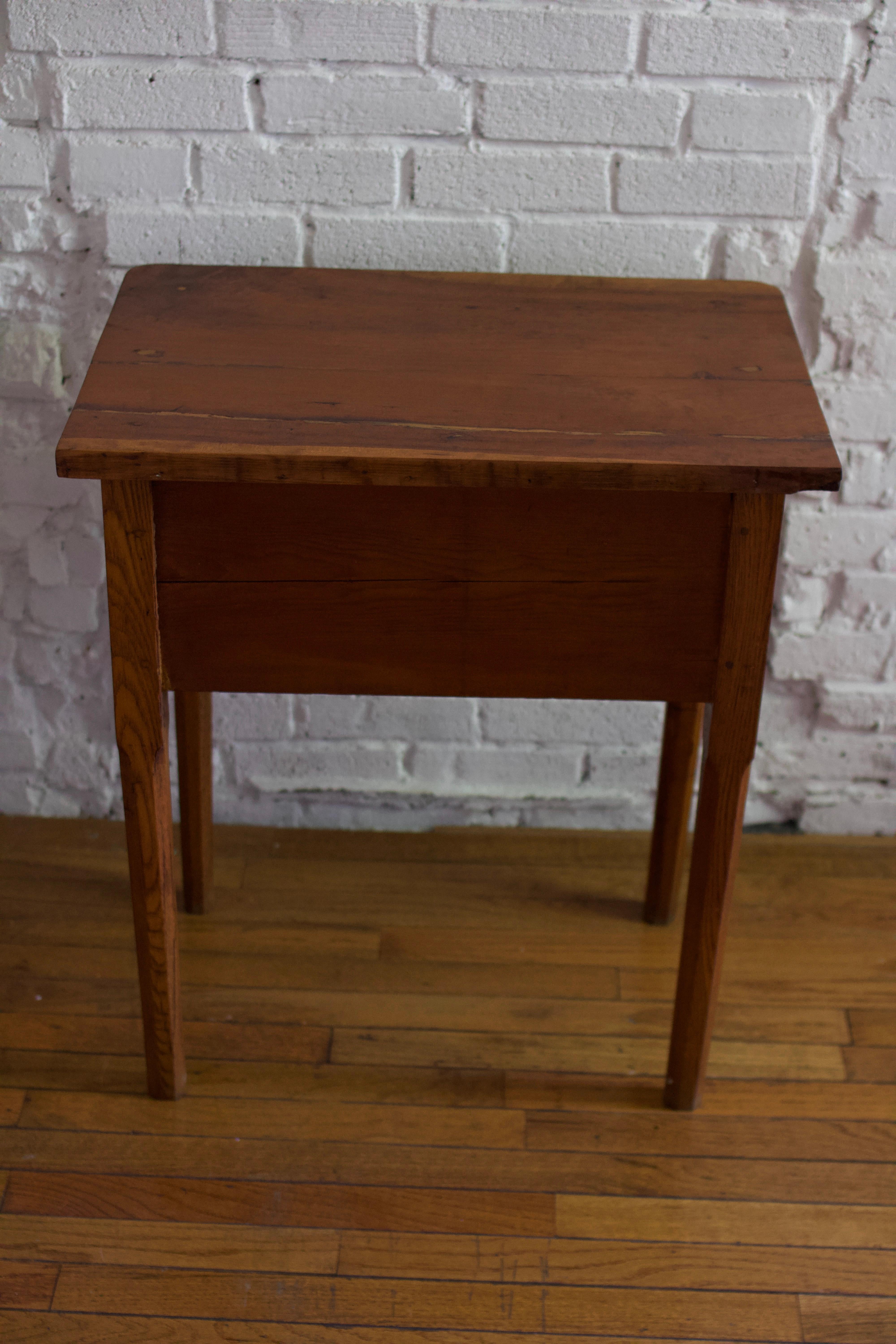 Unknown Antique Two Drawer Solid Wood Side Table 