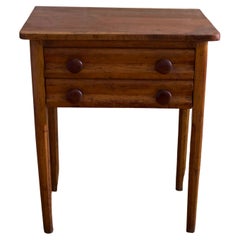 Antique Two Drawer Solid Wood Side Table