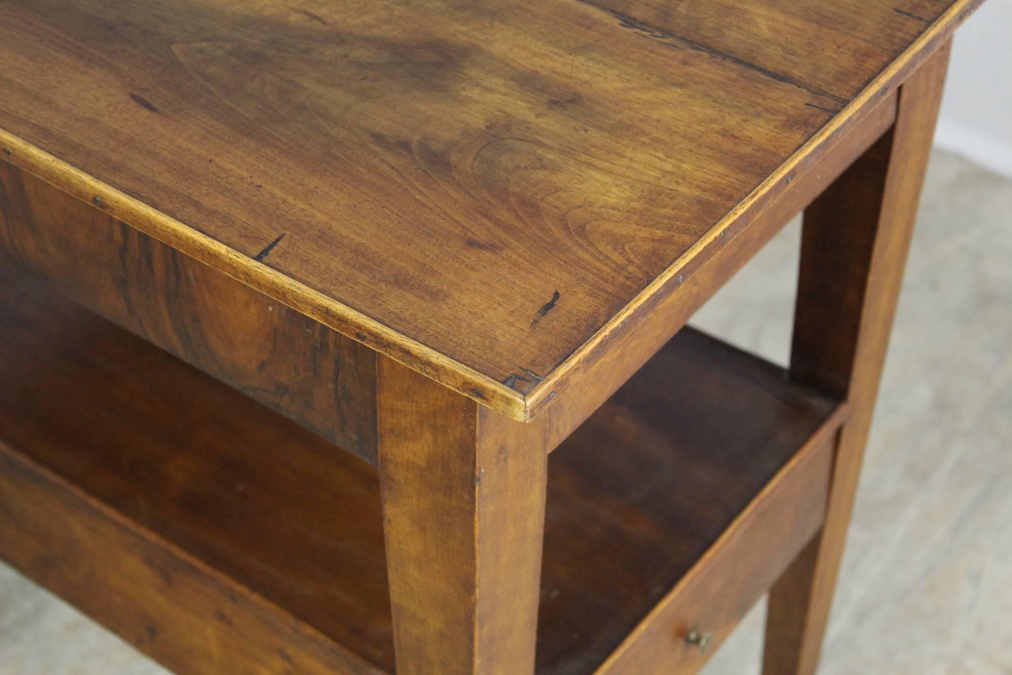 Antique Two-Drawer Walnut Side Table In Good Condition In Port Chester, NY