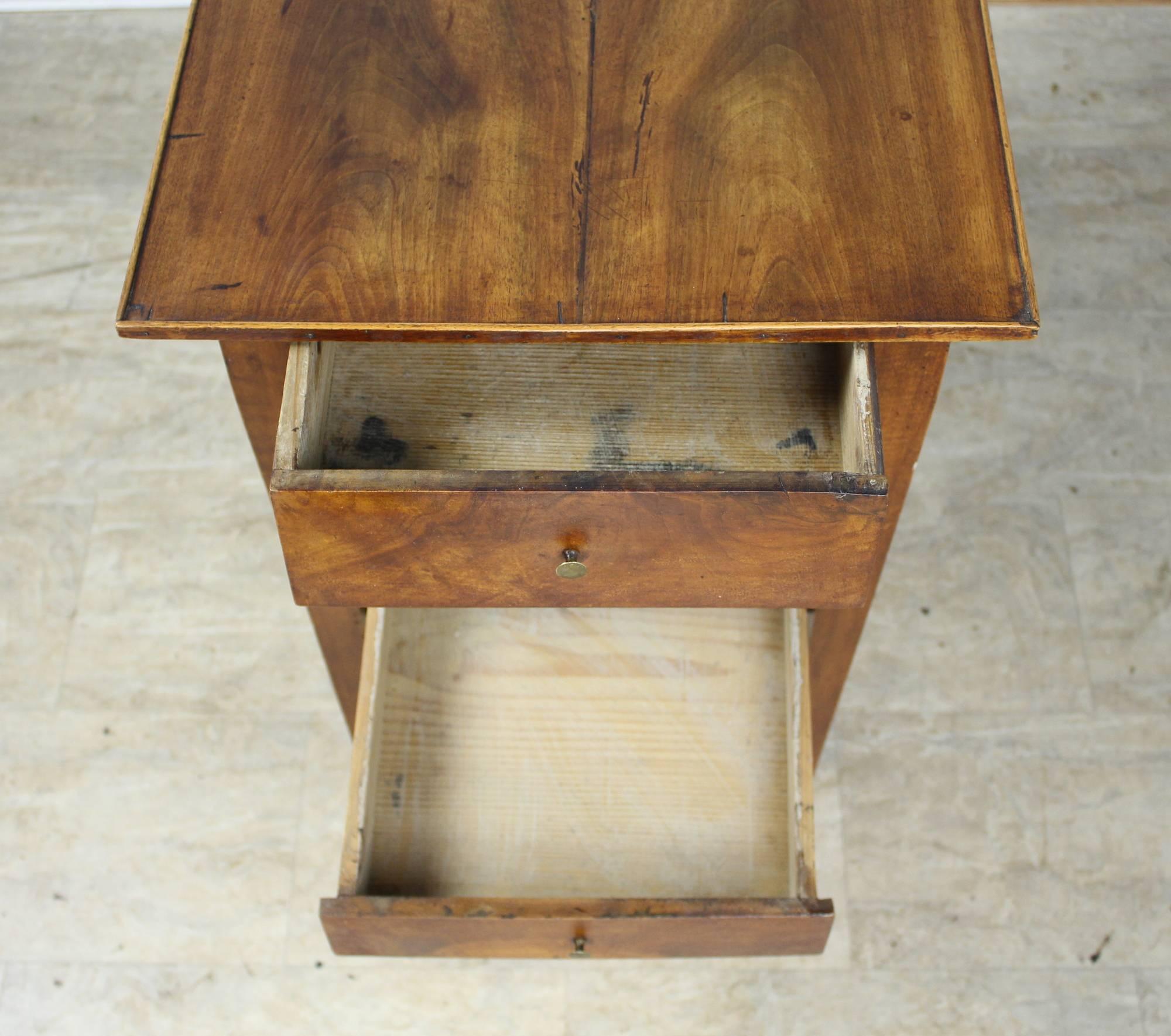 Antique Two-Drawer Walnut Side Table 1