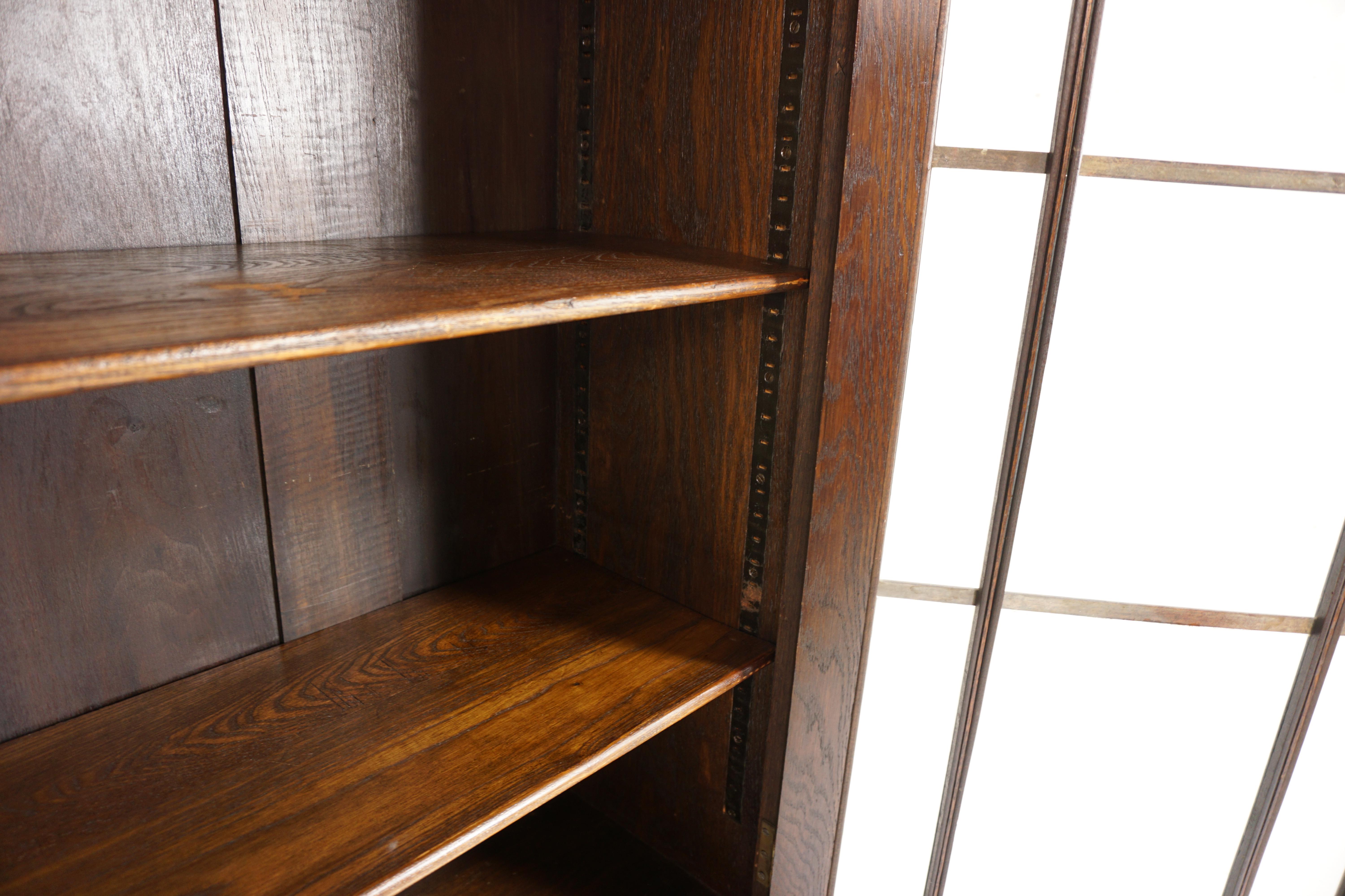 Early 20th Century Antique Two Four Oak Cabinet Bookcase, Display Cabinet, Scotland 1910