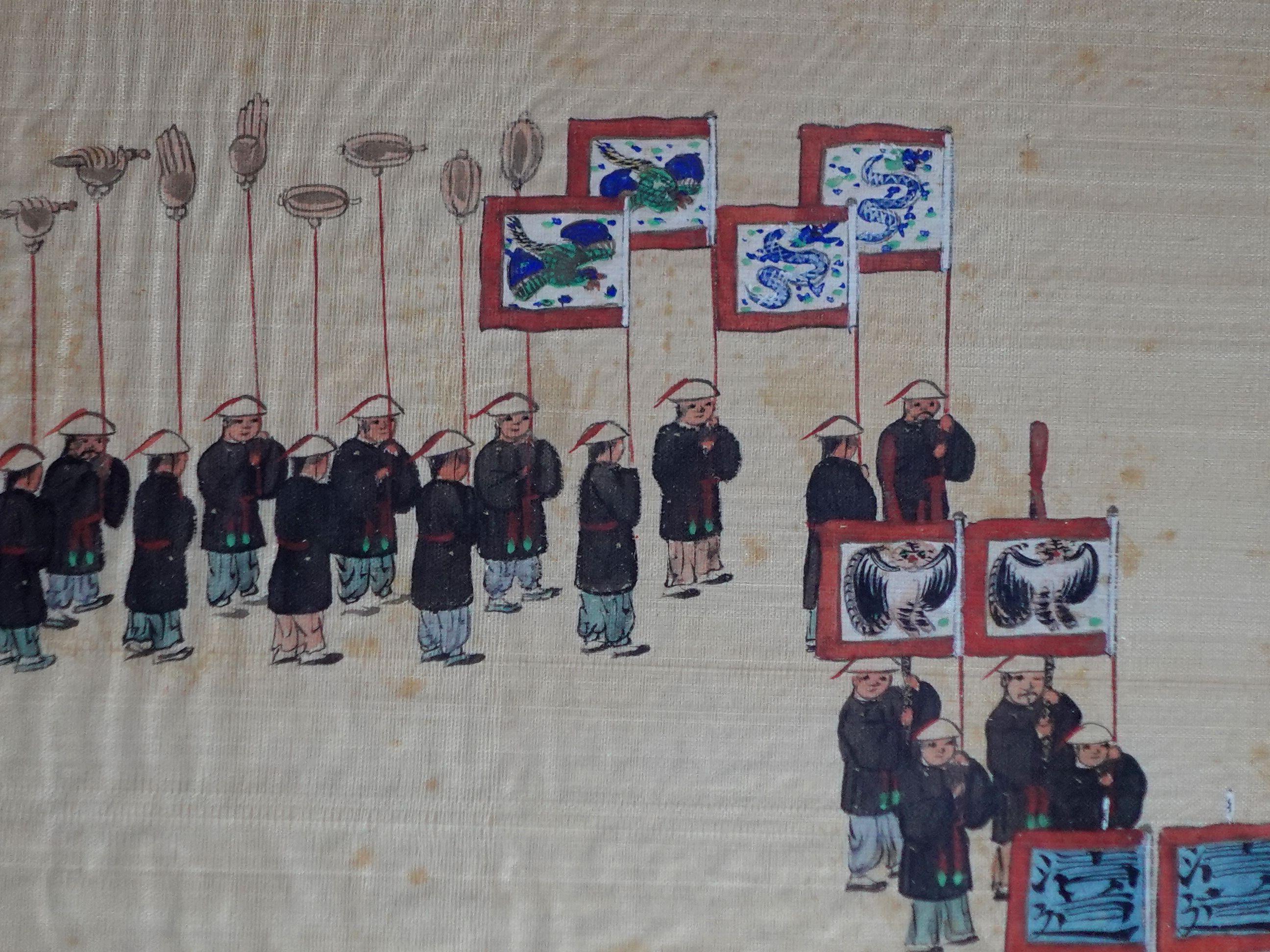 Antike zwei gerahmte Gemälde japanischer Verarbeitungen, signiert im Angebot 10