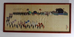 Antique Two Framed Paintings of Japanese Processions, Signed