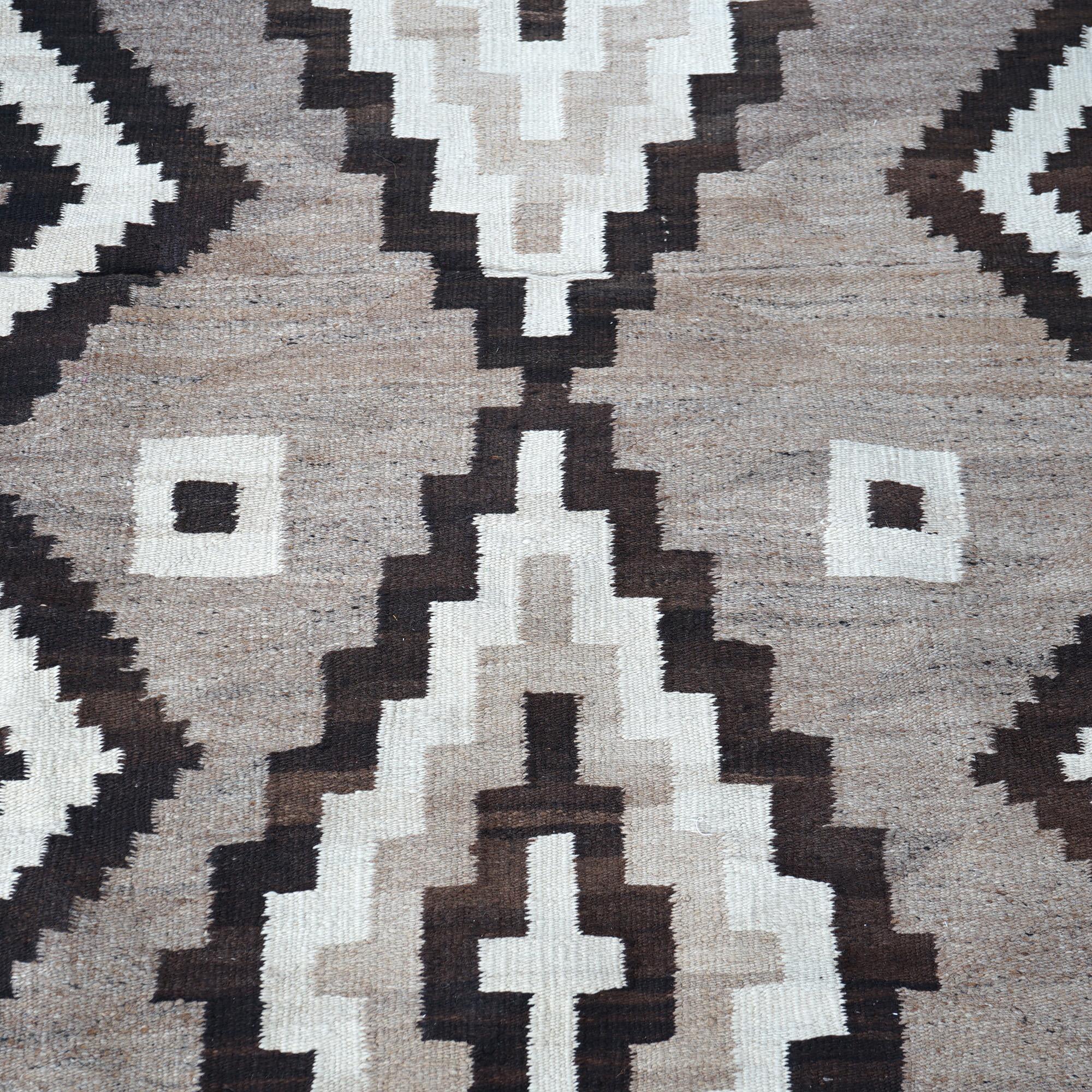 Antique Two Gray Hills Southwest American Indian Navajo Wool Rug Circa 1920 For Sale 6