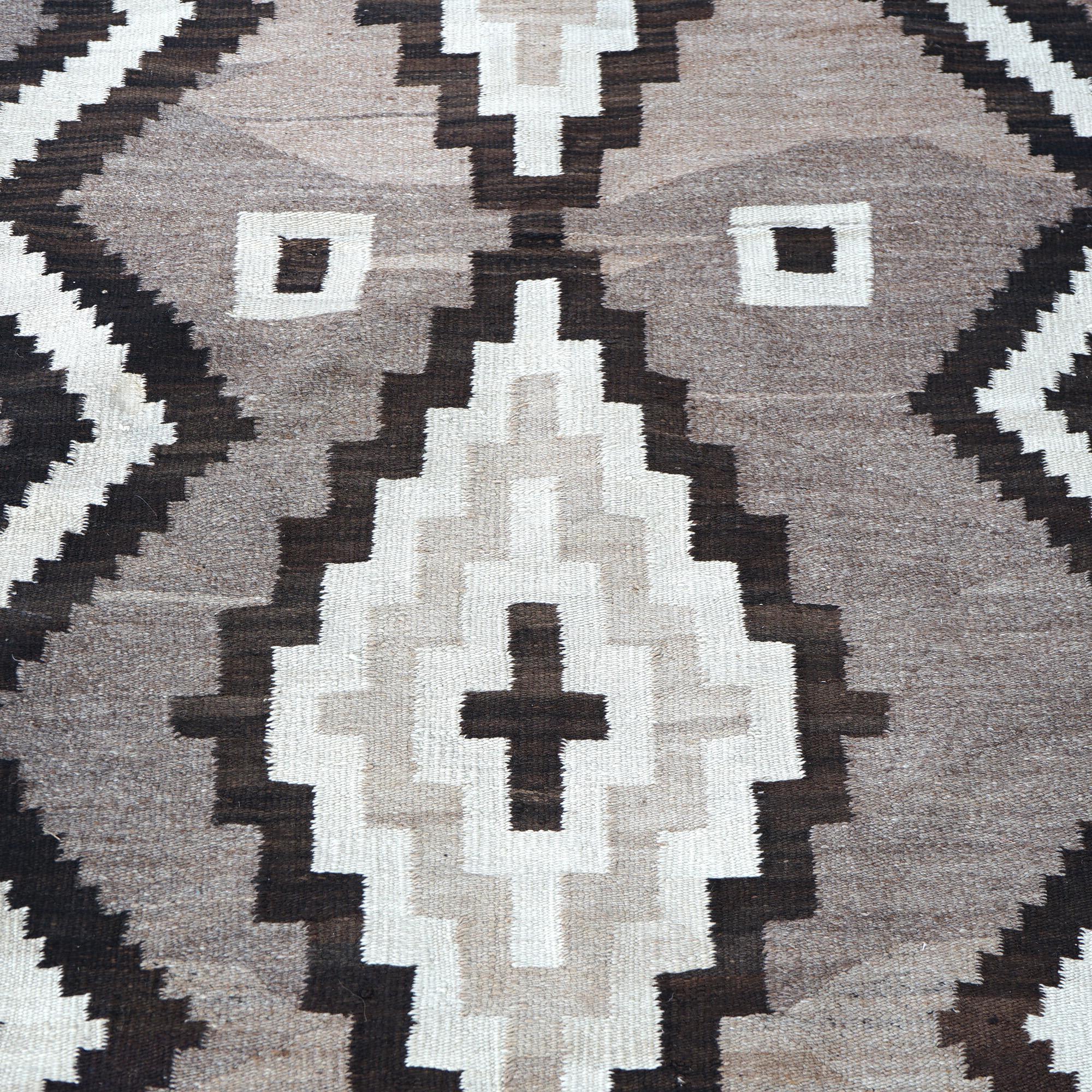 Antique Two Gray Hills Southwest American Indian Navajo Wool Rug Circa 1920 For Sale 7