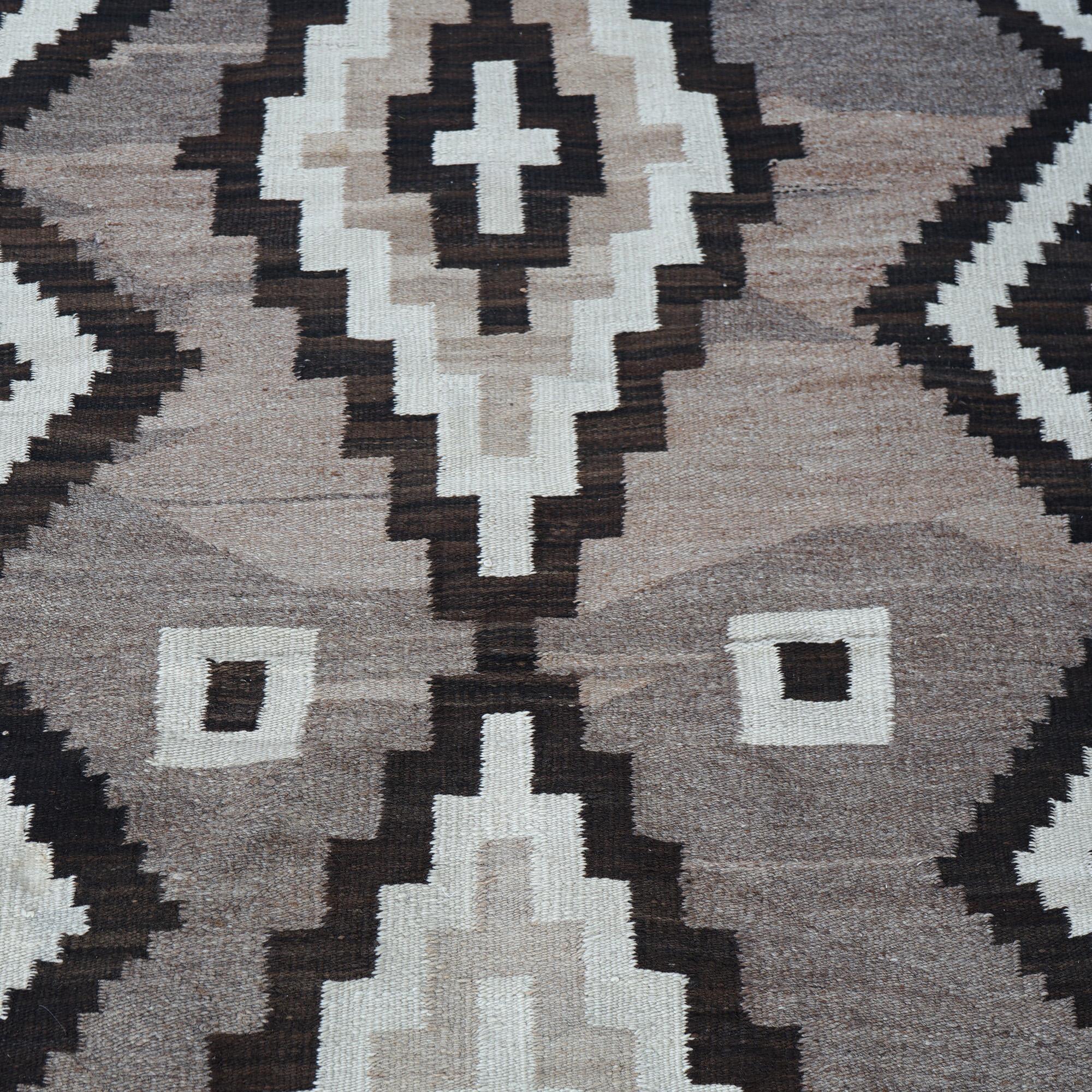 Antique Two Gray Hills Southwest American Indian Navajo Wool Rug Circa 1920 For Sale 8