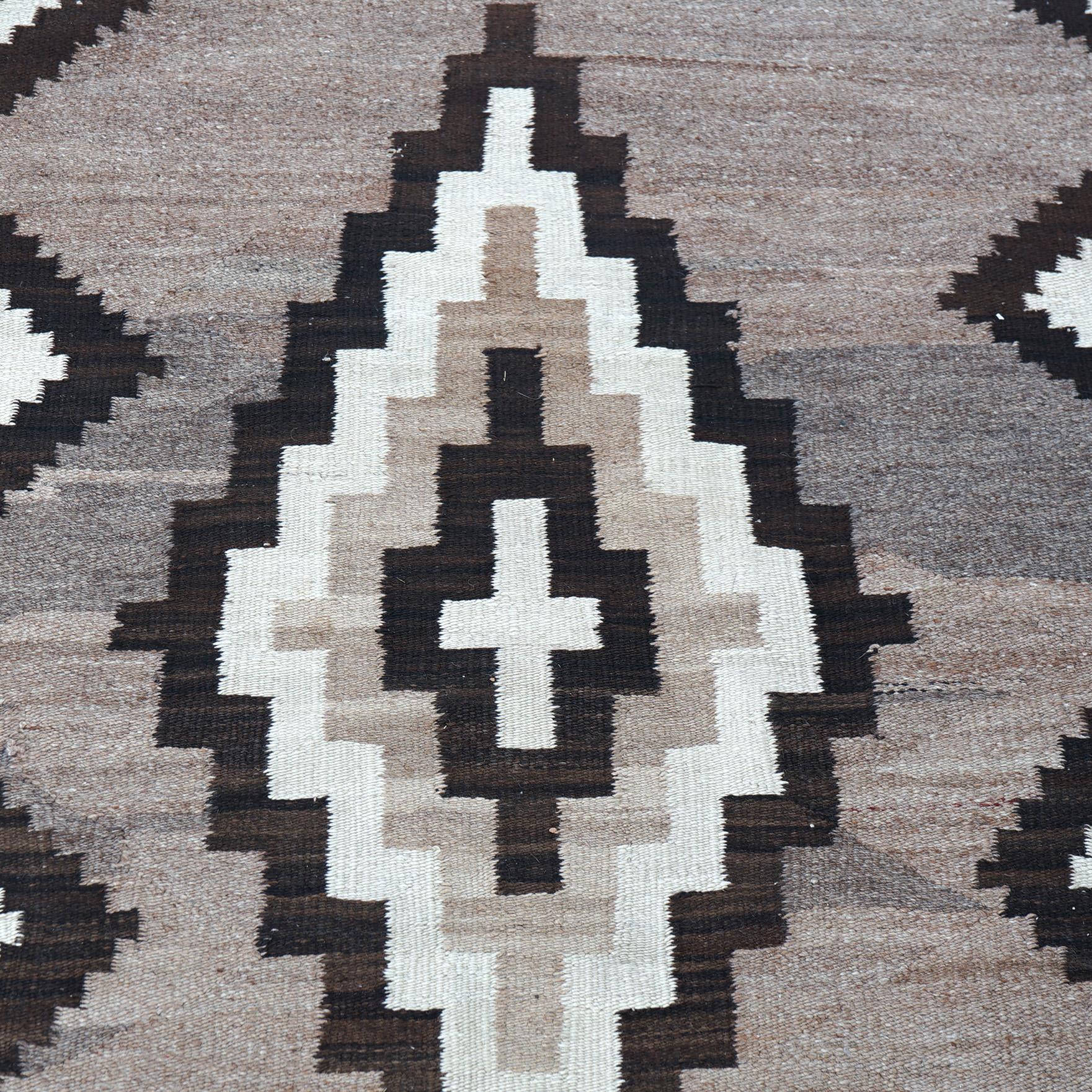 Antique Two Gray Hills Southwest American Indian Navajo Wool Rug Circa 1920 For Sale 9