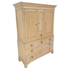 Used Two Part White Wash Pine Cupboard Buffet Storage Cabinet Shelves 