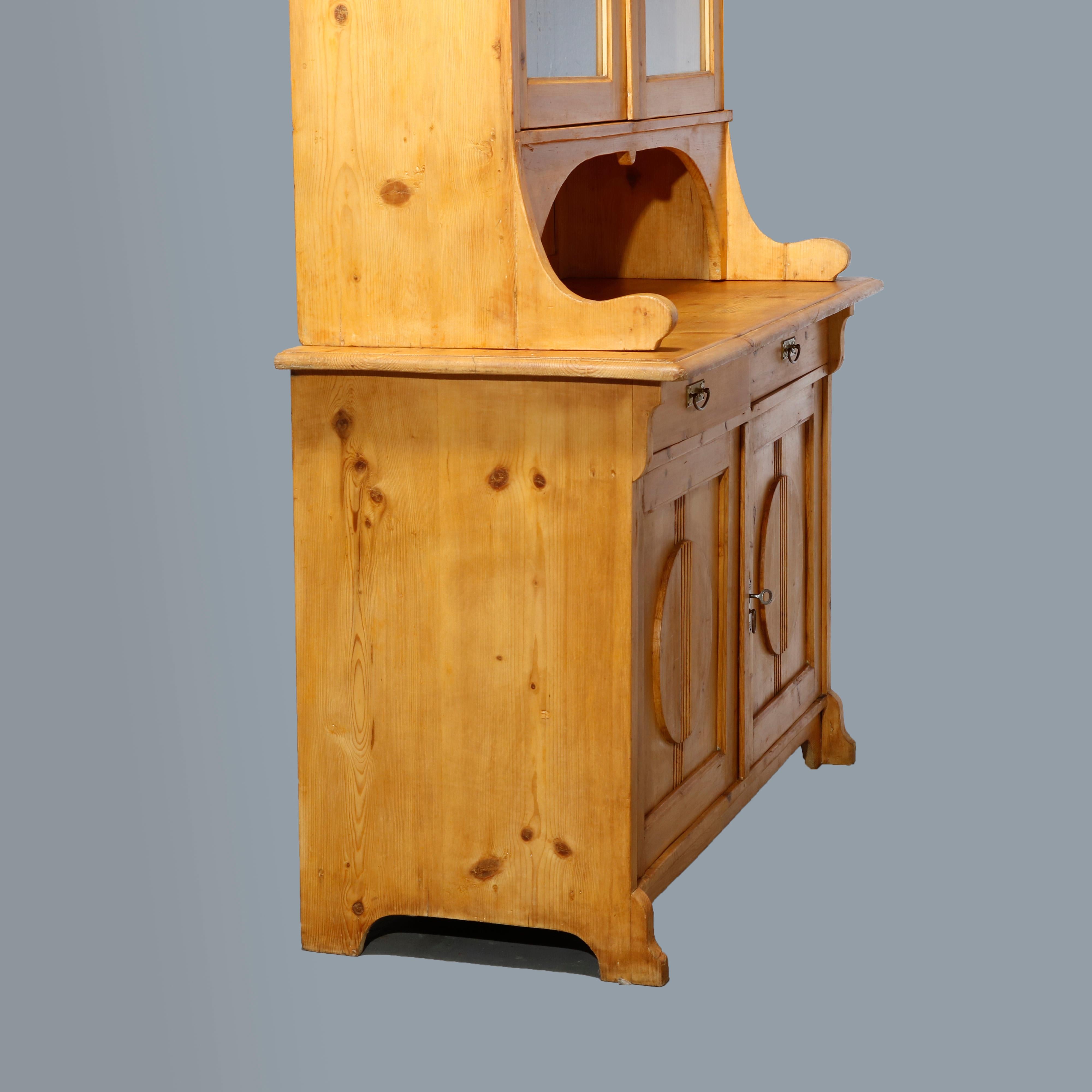 Antique Two-Piece Austrian Pine Step-Back Hutch, c1890 For Sale 1
