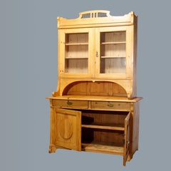 Antique Two-Piece Austrian Pine Step-Back Hutch, c1890