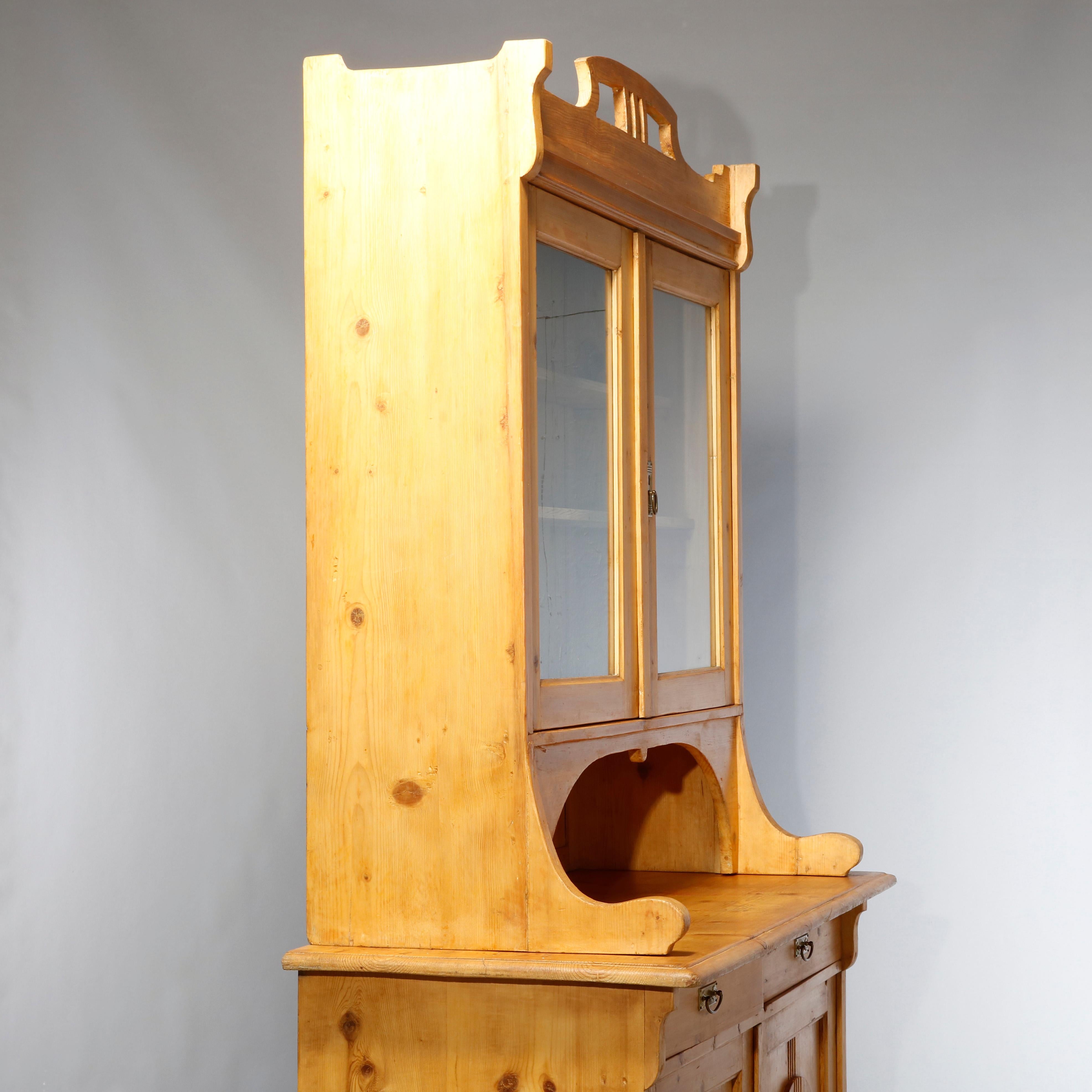 Wood Antique Two-Piece Austrian Pine Step-Back Hutch, c1890 For Sale