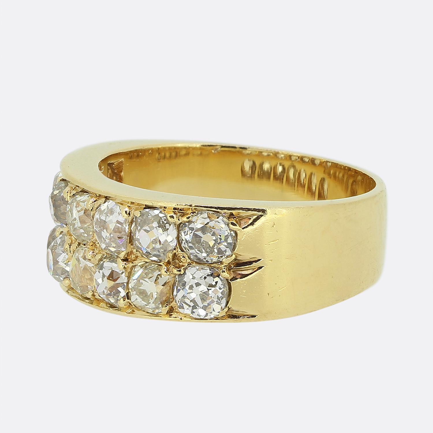 Antique Two-Row Diamond Ring In Good Condition For Sale In London, GB