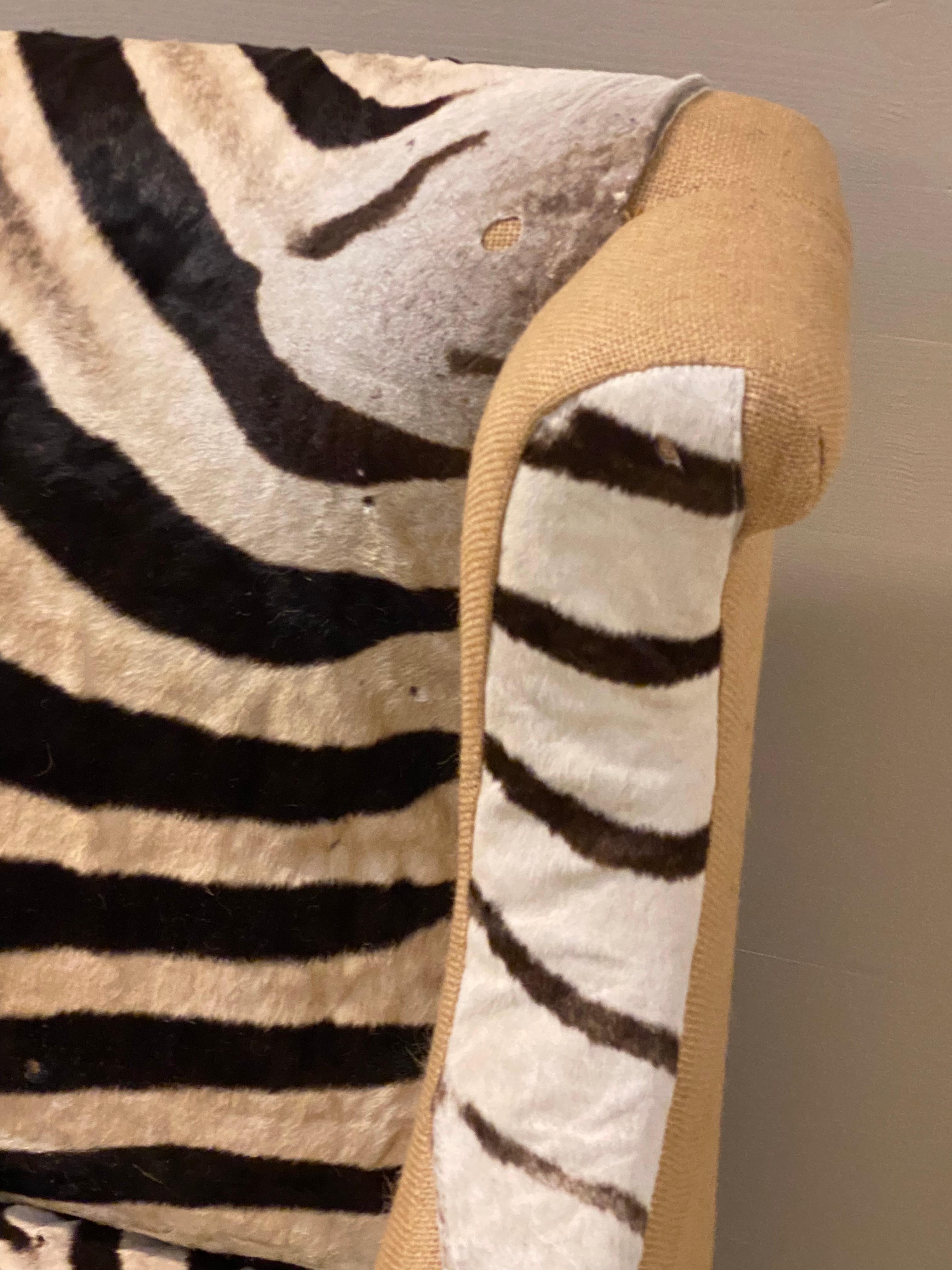 Antique Two Seater Canape with Real Zebra Skin Upholstery For Sale 1