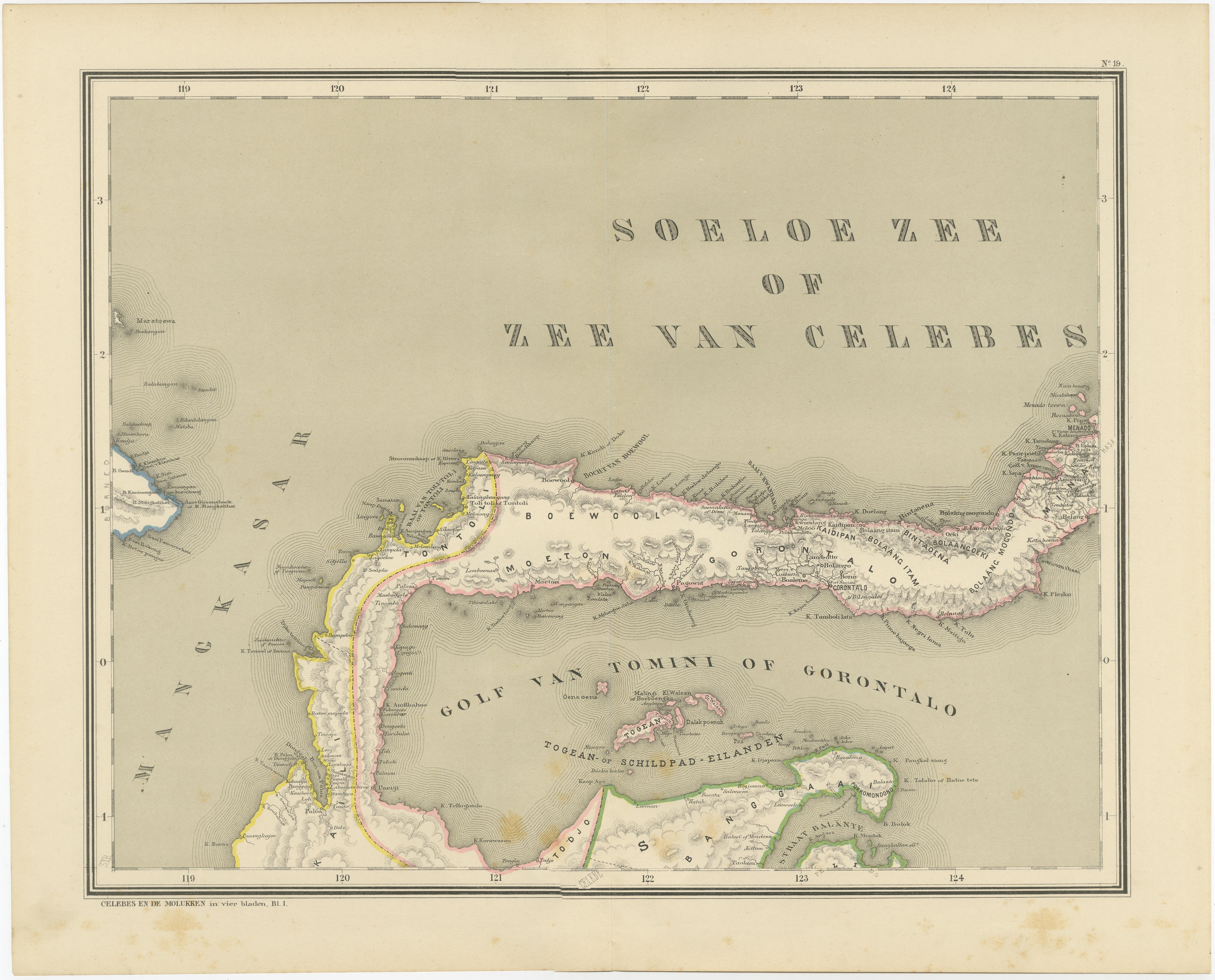 Mapa antiguo en dos hojas de Célebes Sulawesi por Dornseiffen, publicado en 1884 - Indias Orientales Neerlandesas

Este asombroso juego de mapas antiguos de dos hojas representa la isla de Célebes (la actual Sulawesi) con un excepcional detalle