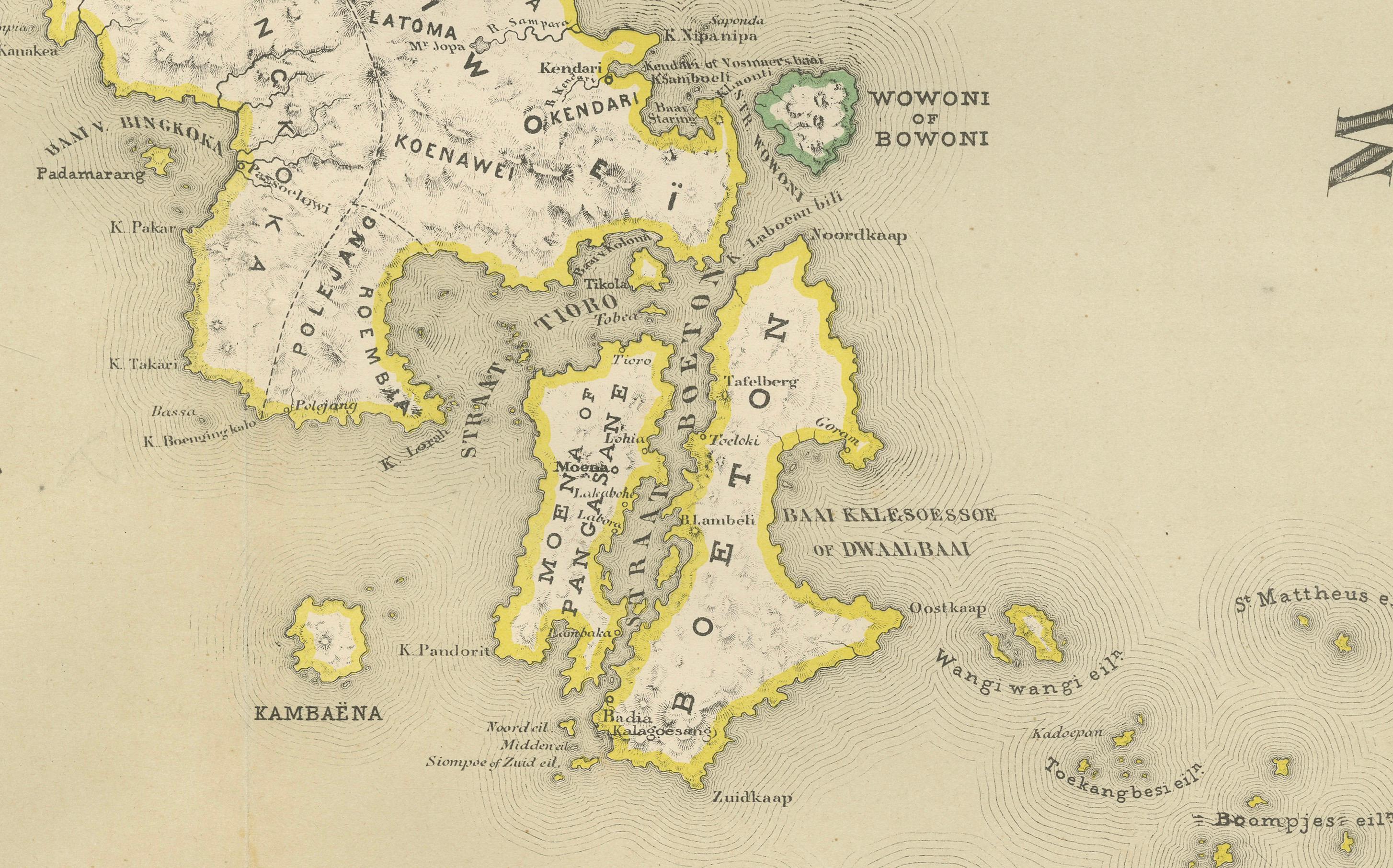 Mapa antiguo en dos hojas de Célebes Sulawesi - Dornseiffen, Indias Orientales Holandesas, 1884 en venta 1