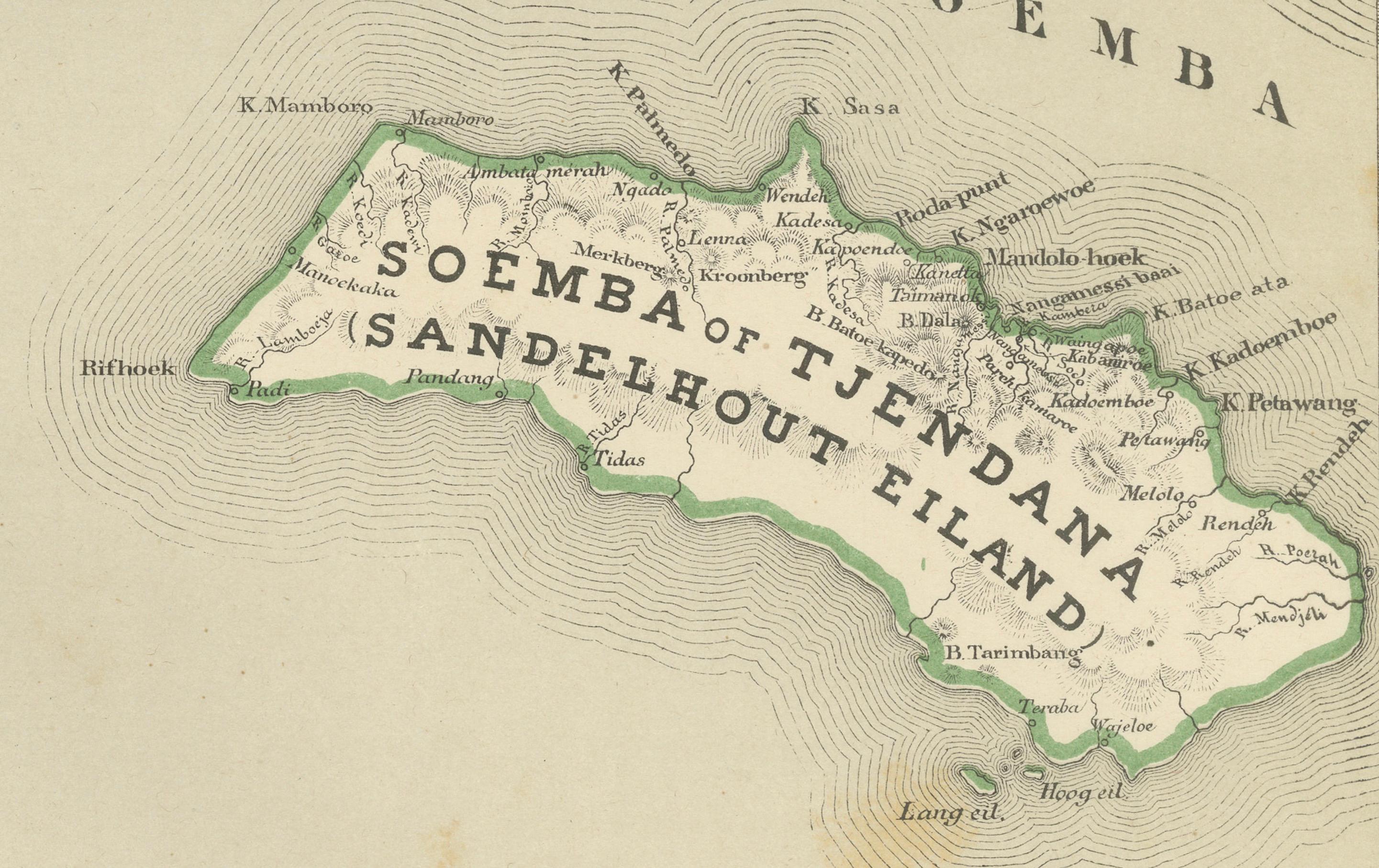 Mappa antica in due fogli delle Piccole Isole della Sonda, Indie Orientali Olandesi - 1884 in vendita 5