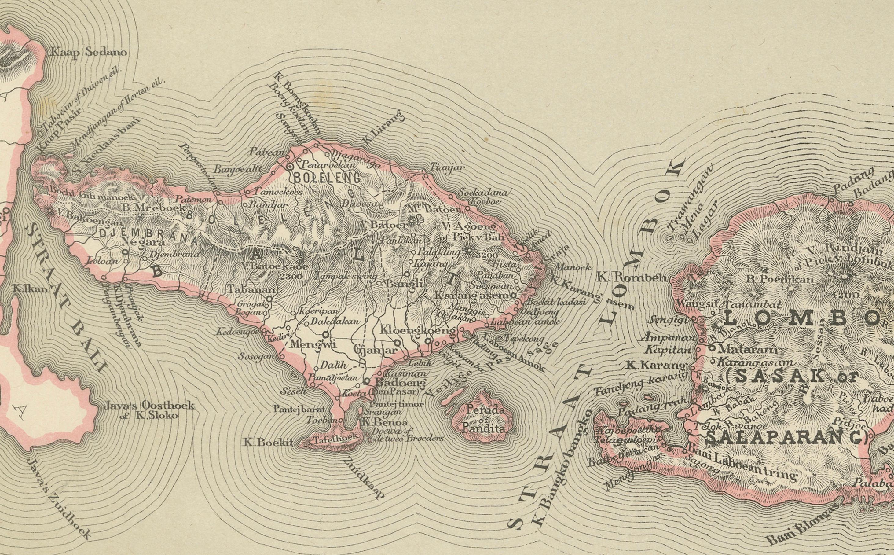Mappa antica in due fogli delle Piccole Isole della Sonda, Indie Orientali Olandesi - 1884 in vendita 8