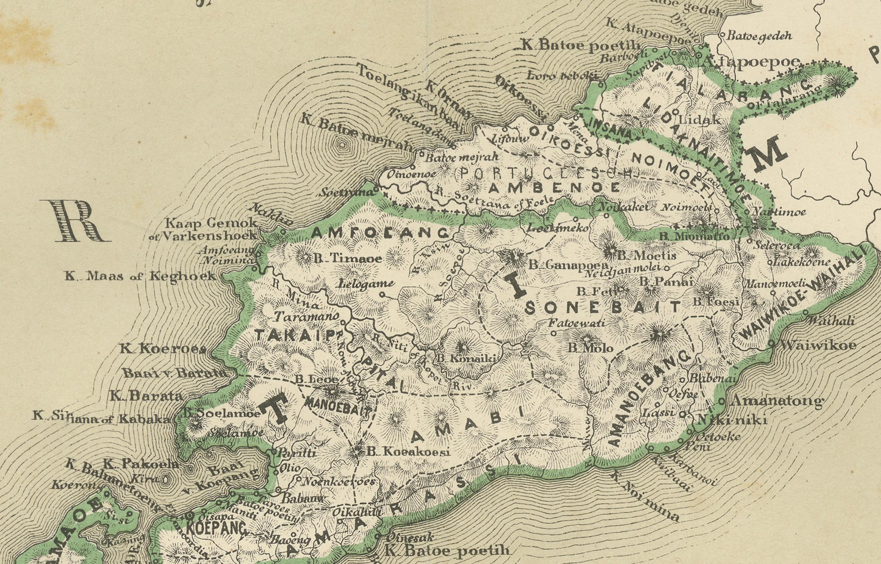 Carta Mappa antica in due fogli delle Piccole Isole della Sonda, Indie Orientali Olandesi - 1884 in vendita