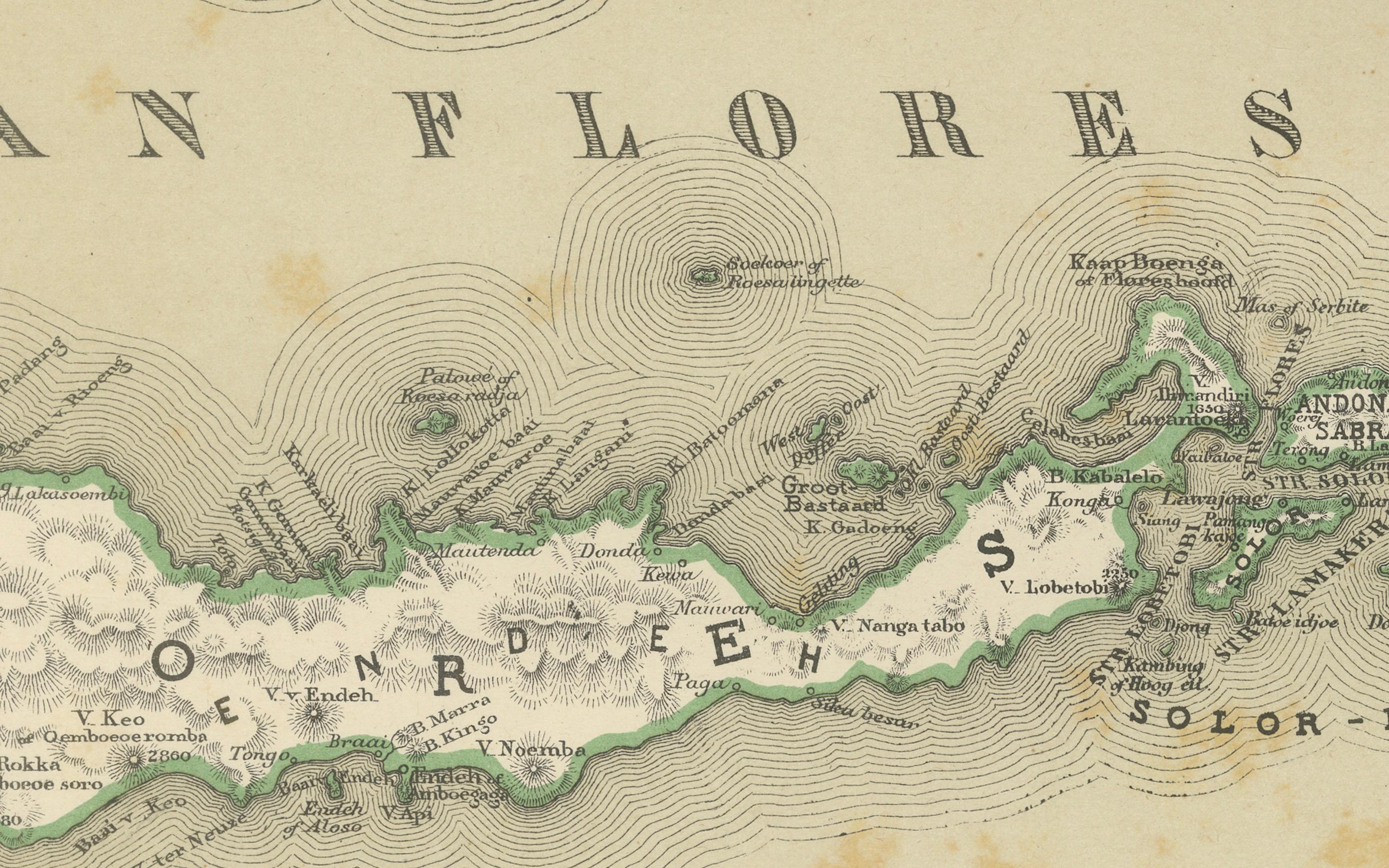 Mappa antica in due fogli delle Piccole Isole della Sonda, Indie Orientali Olandesi - 1884 in vendita 2