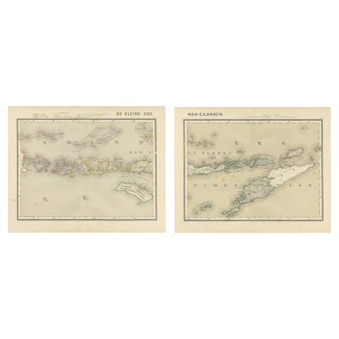 Antique Two-Sheet Map of the Lesser Sunda Islands, Dutch East Indies - 1884