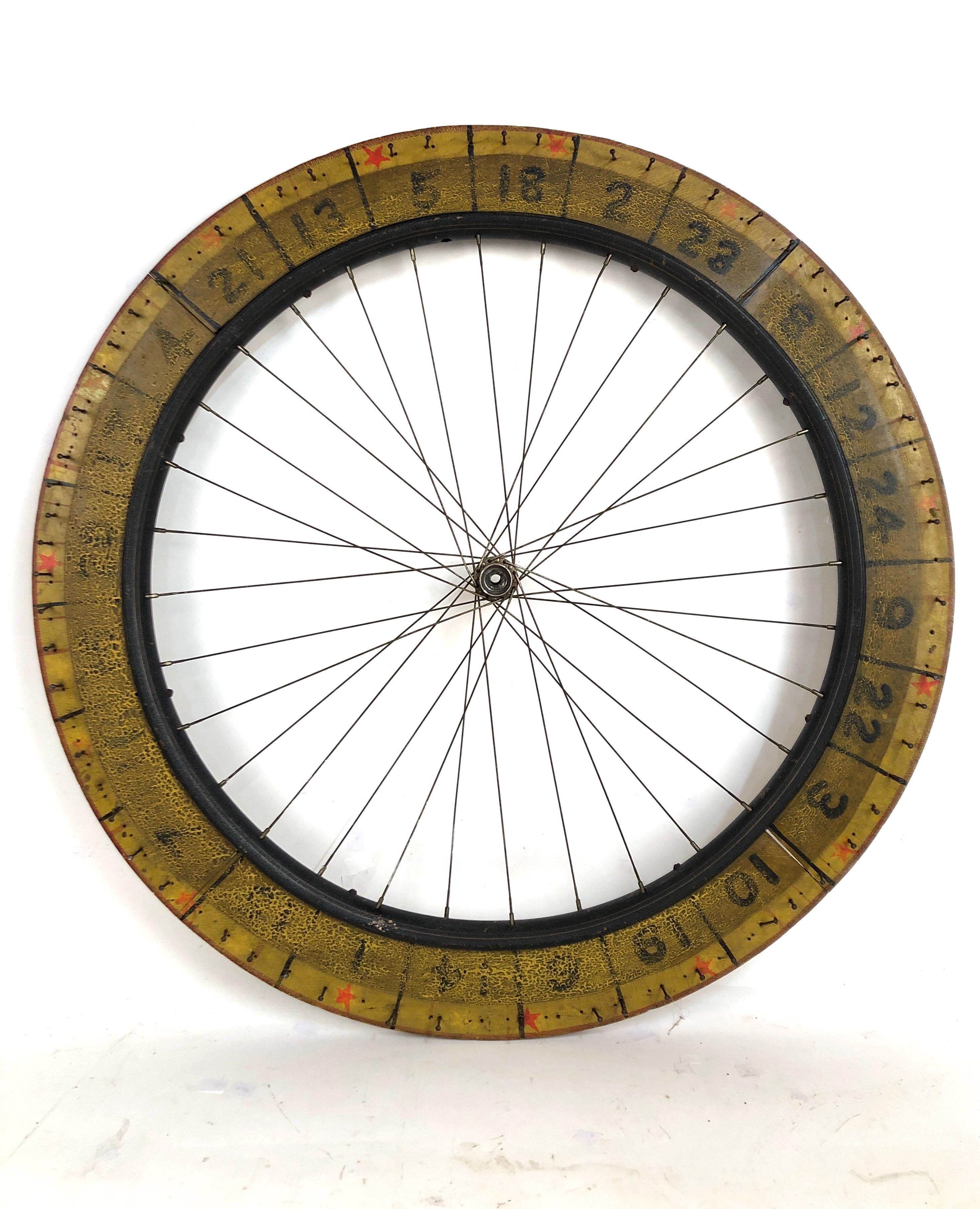 Hand-Crafted Antique Two Sided Bicycle Style Colorful Carnival Gaming Wheel